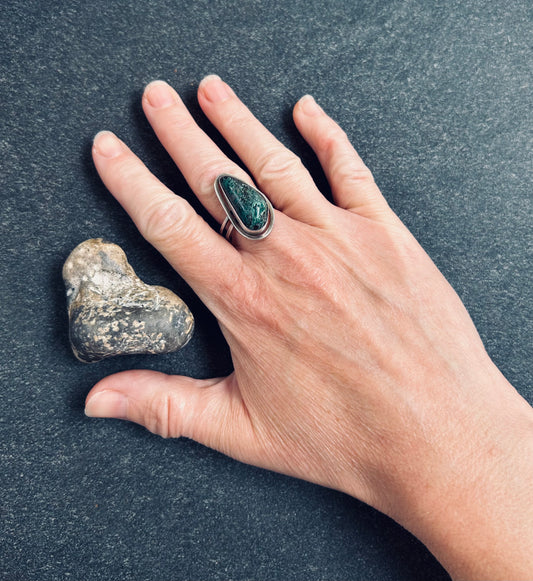 Vintage sterling silver chrysocolla stone ring
