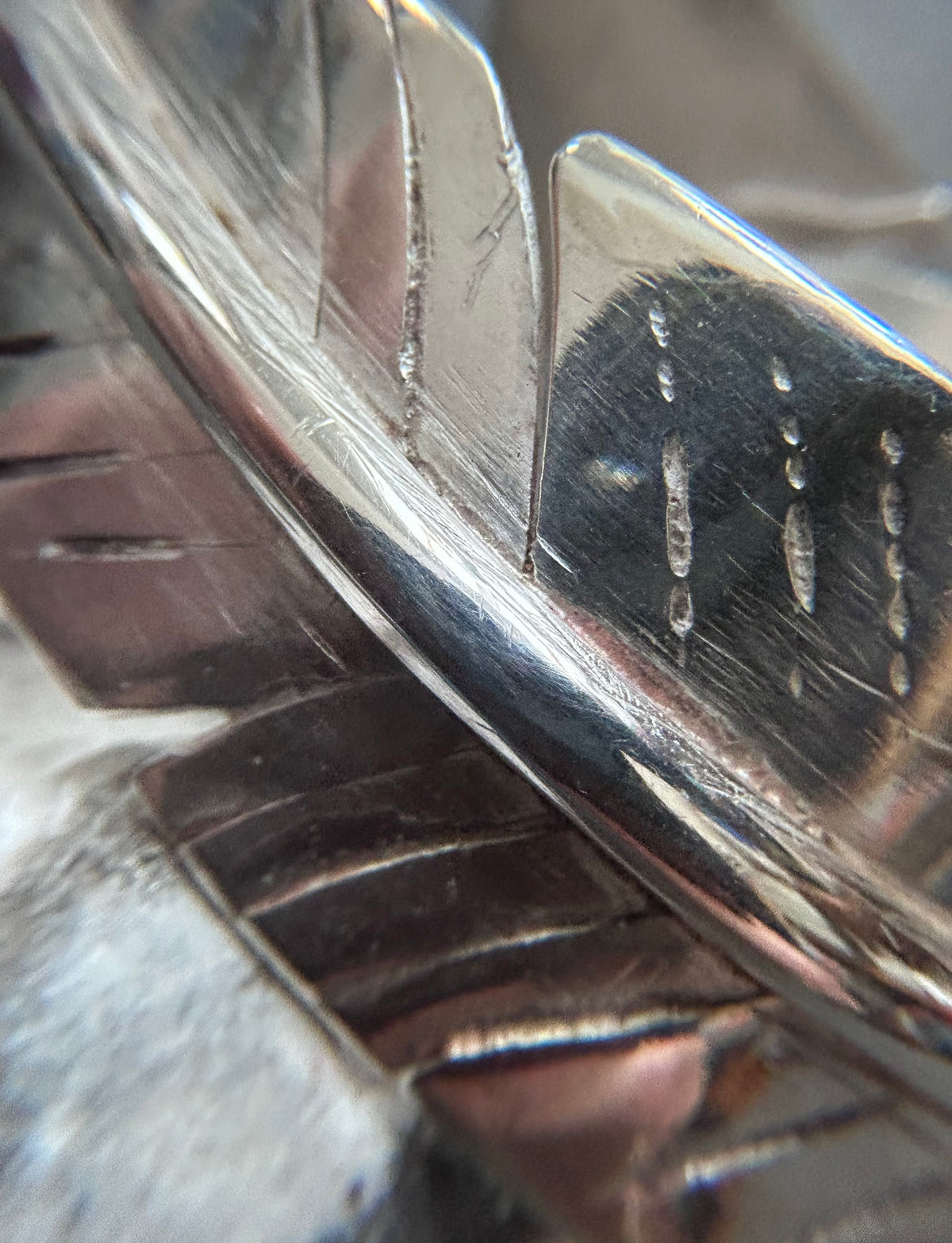 One-of-a-Kind Artisan vintage sterling Feather Bangle
