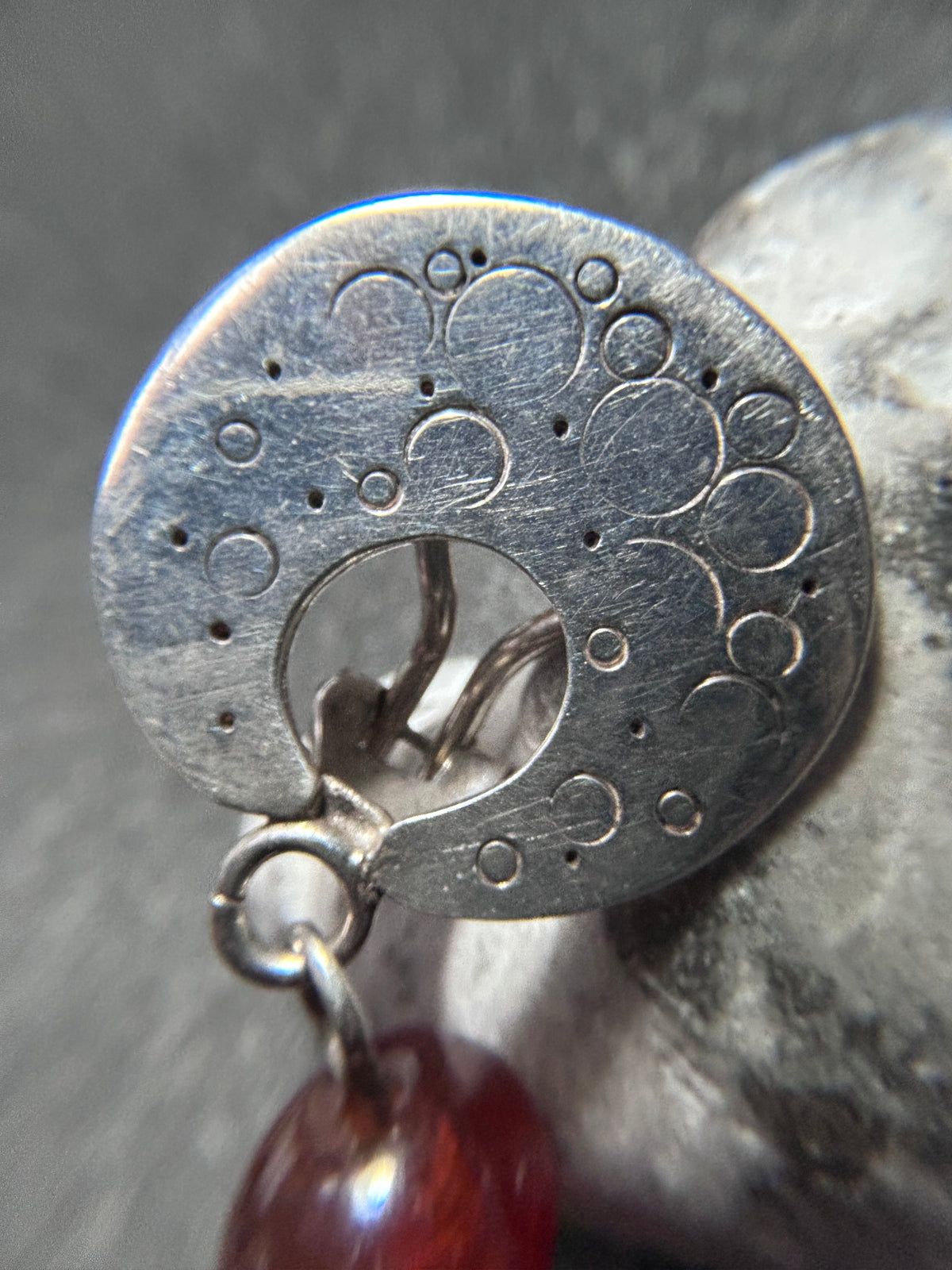 Vintage Sterling Silver & Amber Drop Clip Earrings – Hallmarked London, 1993