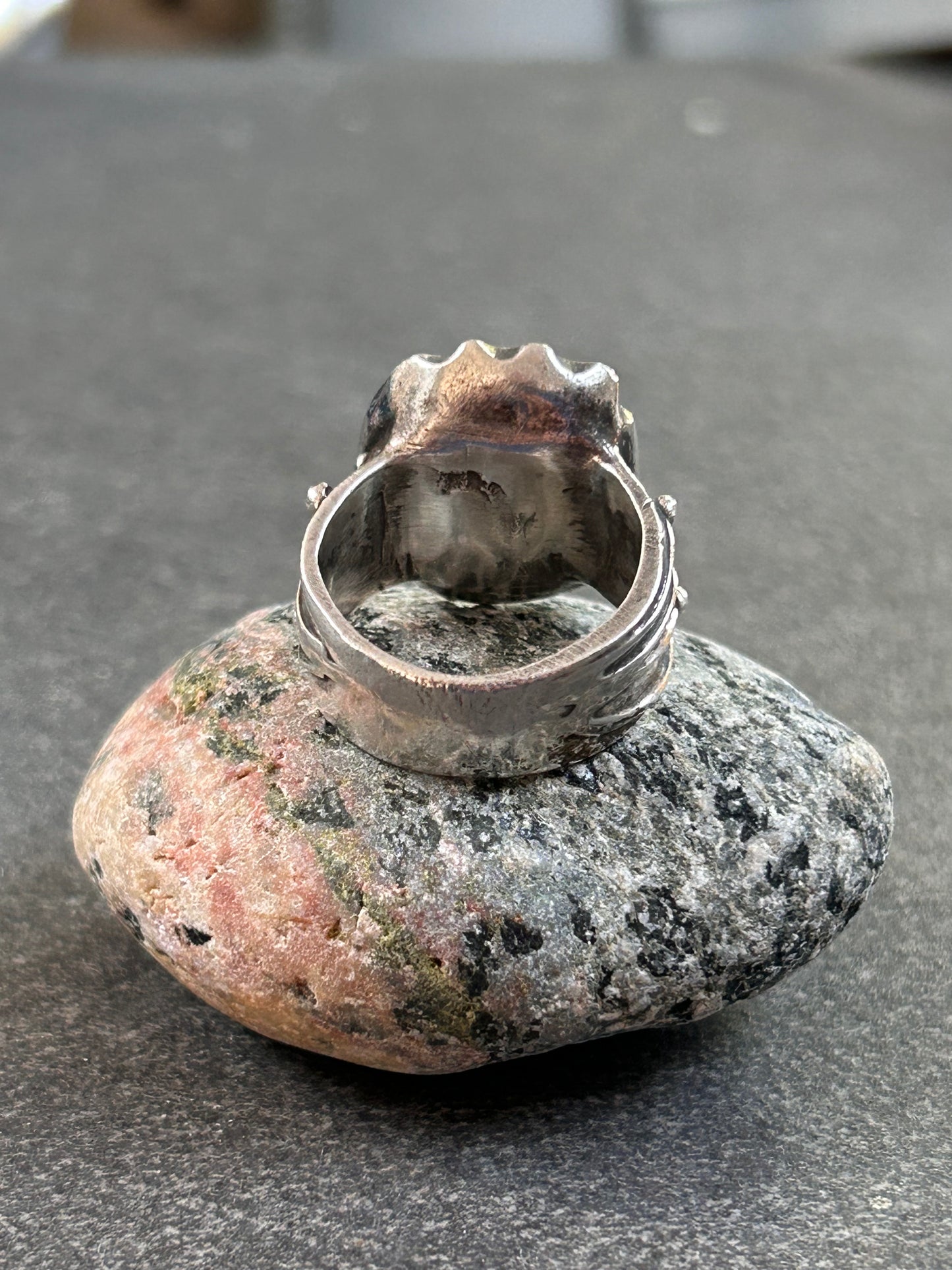 This artisan amethyst ring is a striking, one-of-a-kind.