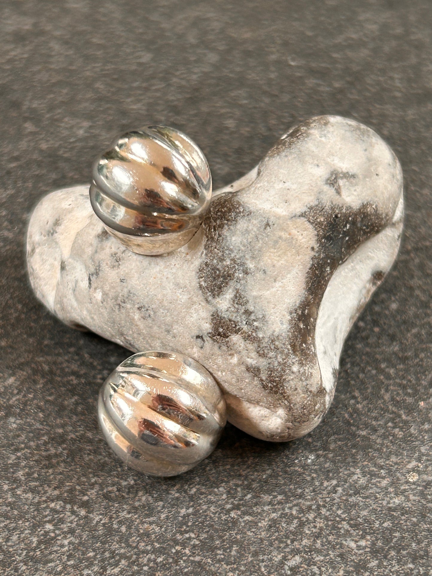 Vintage Sterling Silver Domed Stud Earrings – Scalloped Ribbed Design.