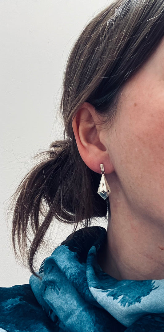 Vintage sterling silver 3D earrings. 1982