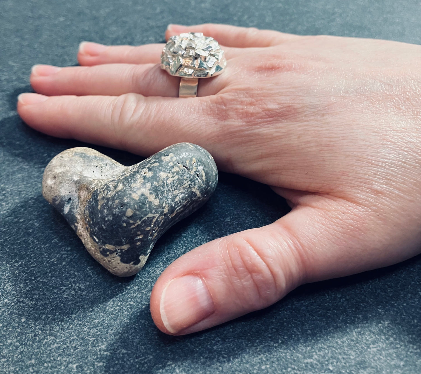 Absolutely beauty of a vintage brutalist sterling silver ring. Made in Sweden