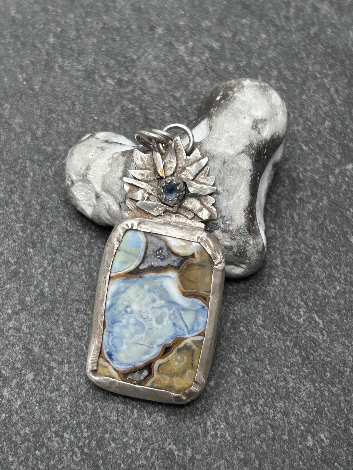 Artisan Sterling Silver King Cobra Stone Pendant
