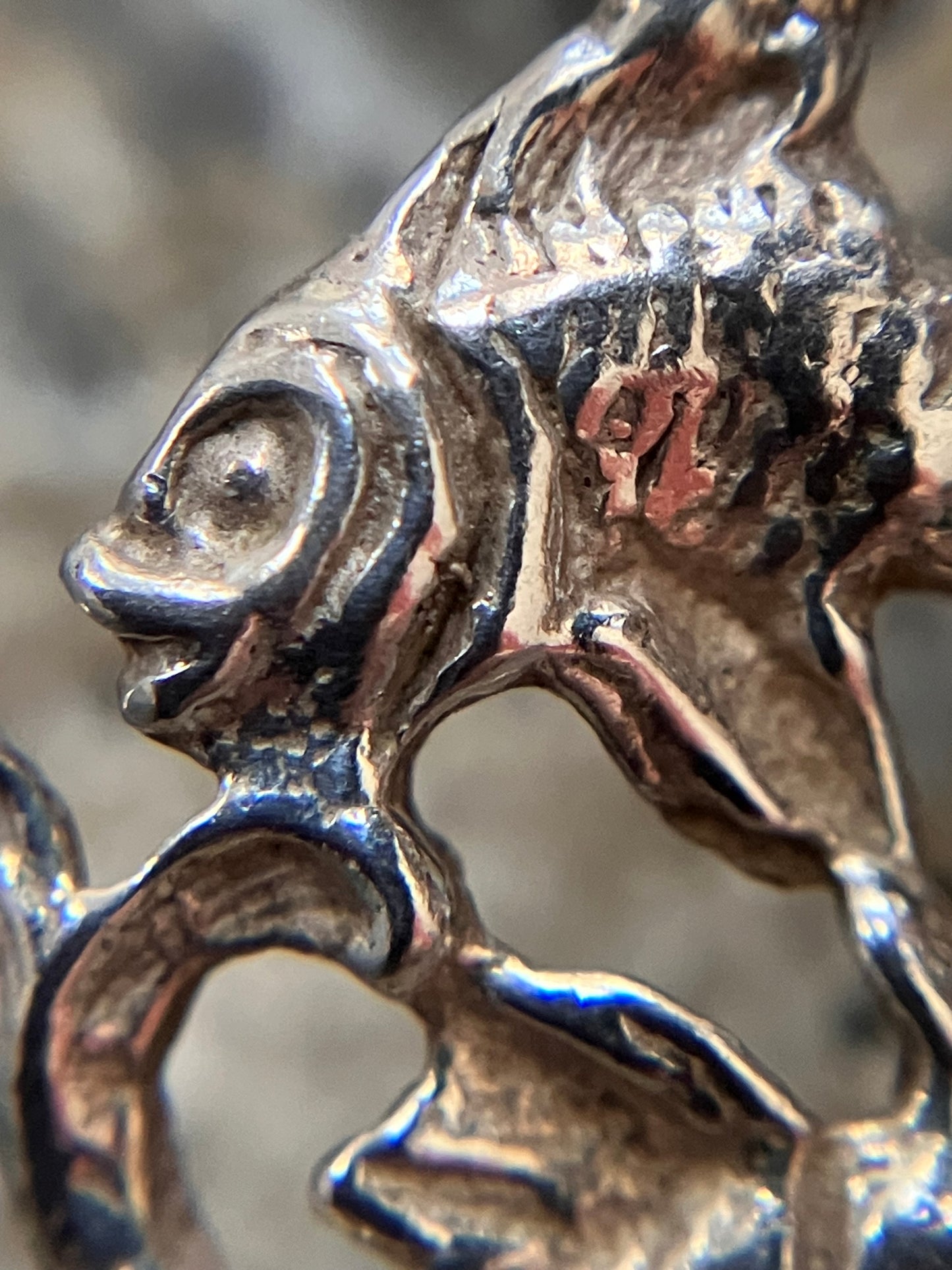 Vintage sterling silver fish earrings.