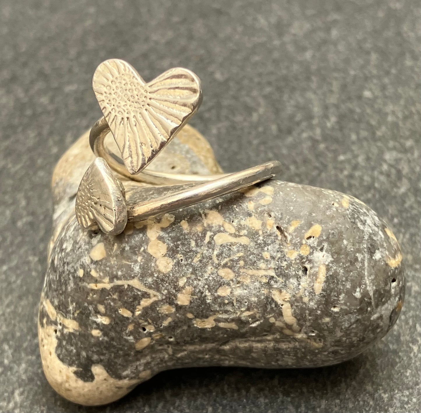 Vintage artisan two heart ring