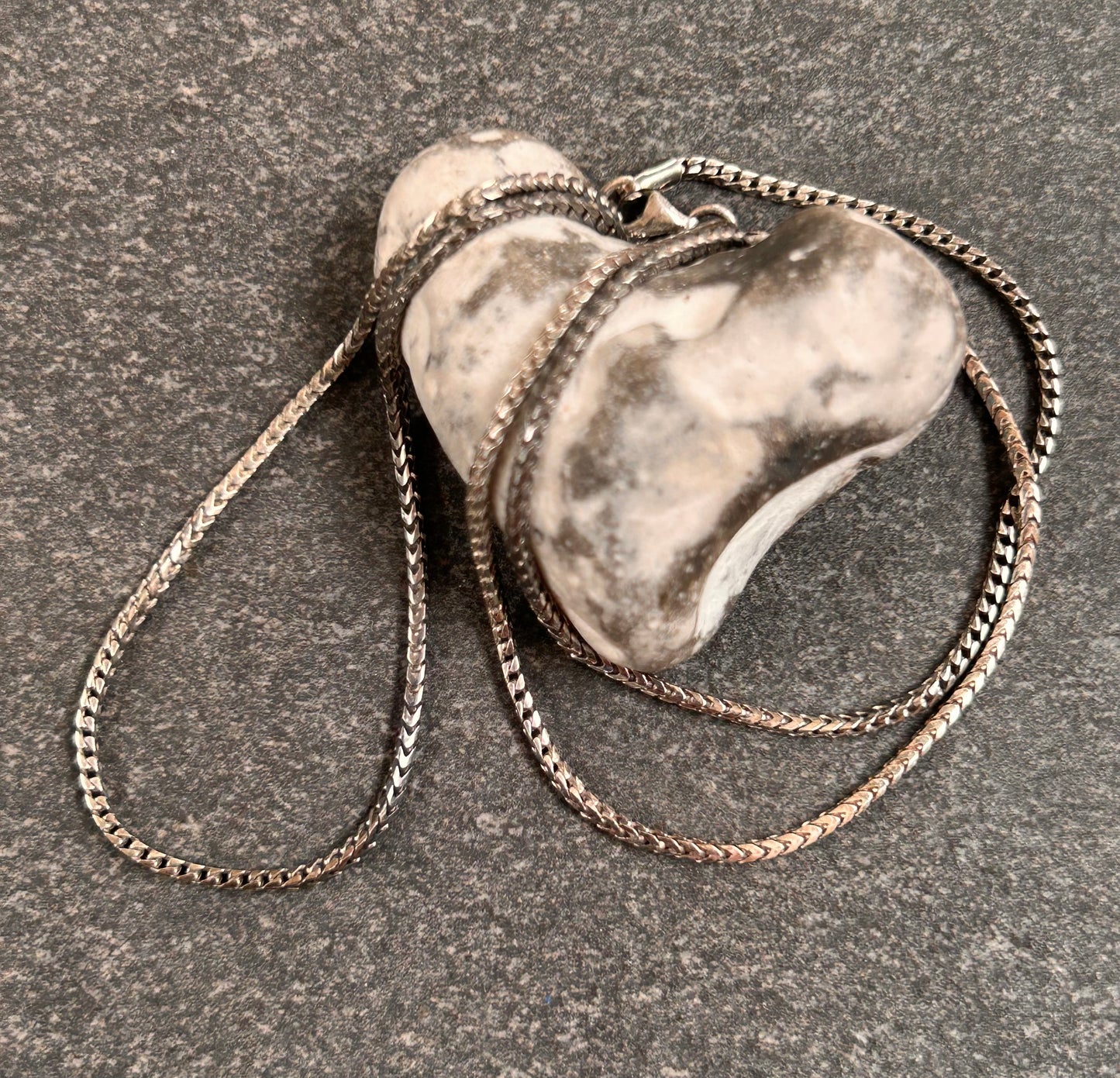 Beautiful vintage oxidised sterling silver curb link chain - 20 inches