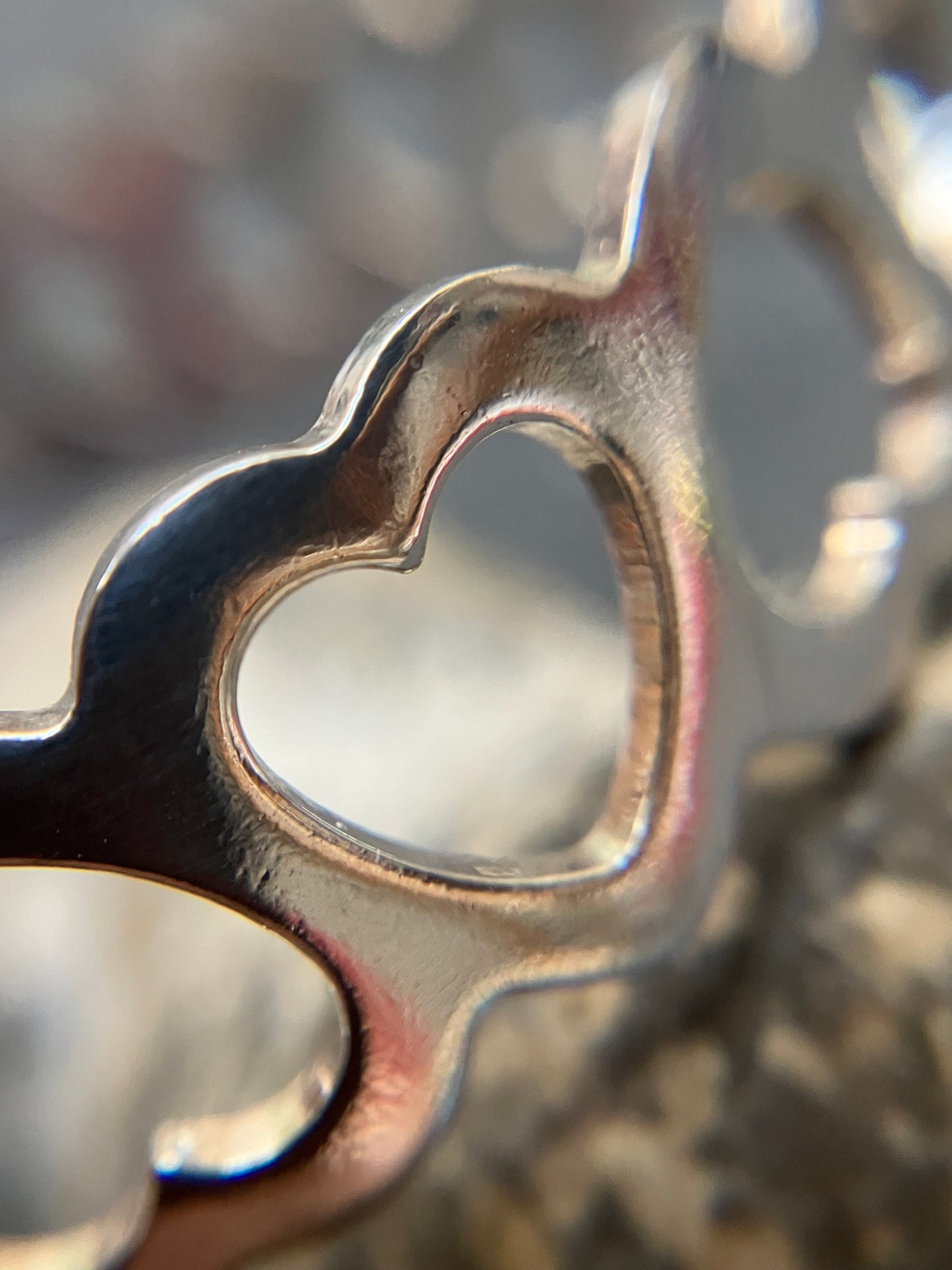 Vintage sterling silver heart bangle.