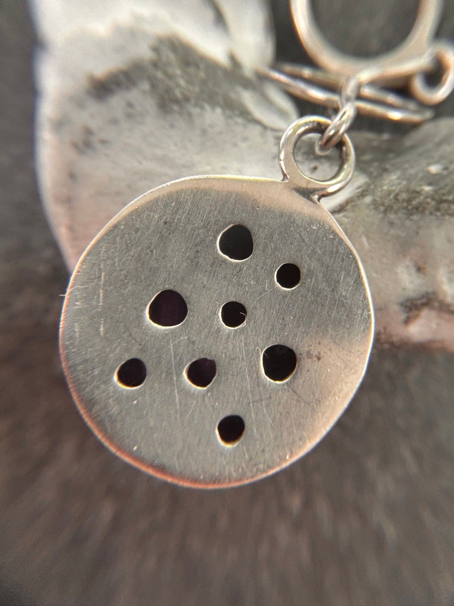 Vintage sterling silver statement drop earrings featuring striking marbled aluminium discs
