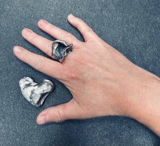 Wonderfully distinctive, sculptural vintage sterling ring.