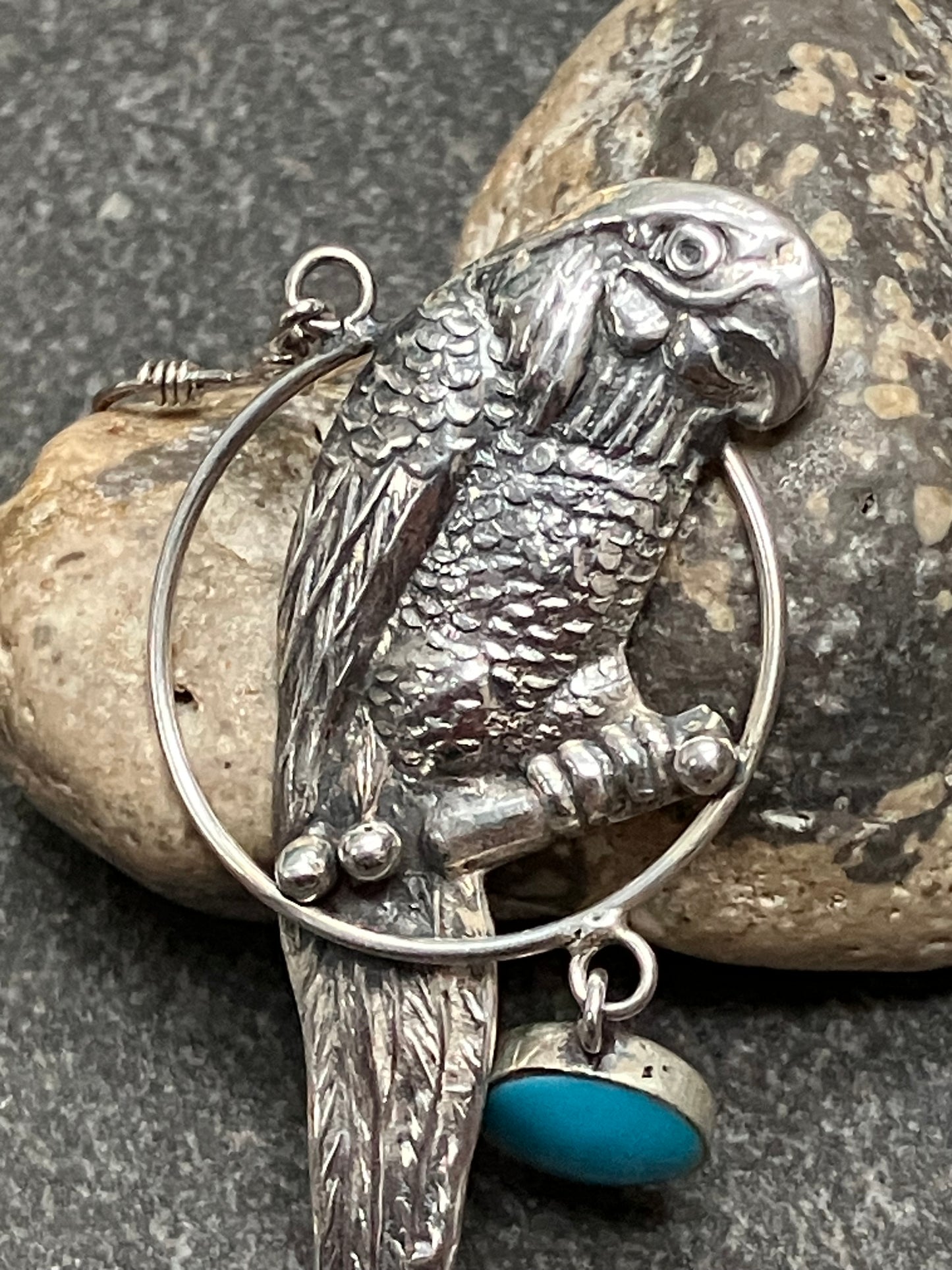 Absolutely super fun vintage sterling silver Native American parrot earrings!