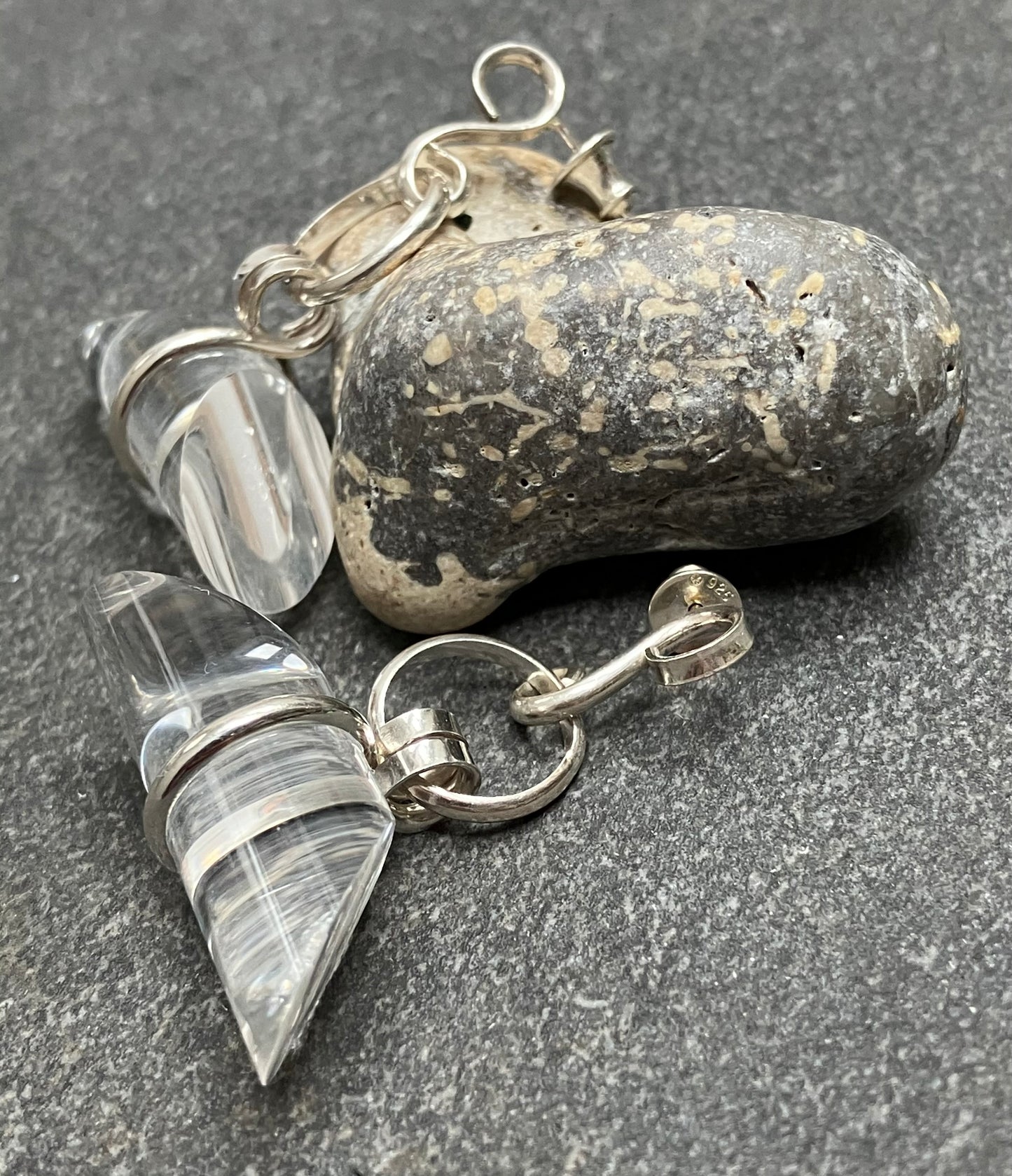 Vintage modernist sterling silver and acrylic earrings.