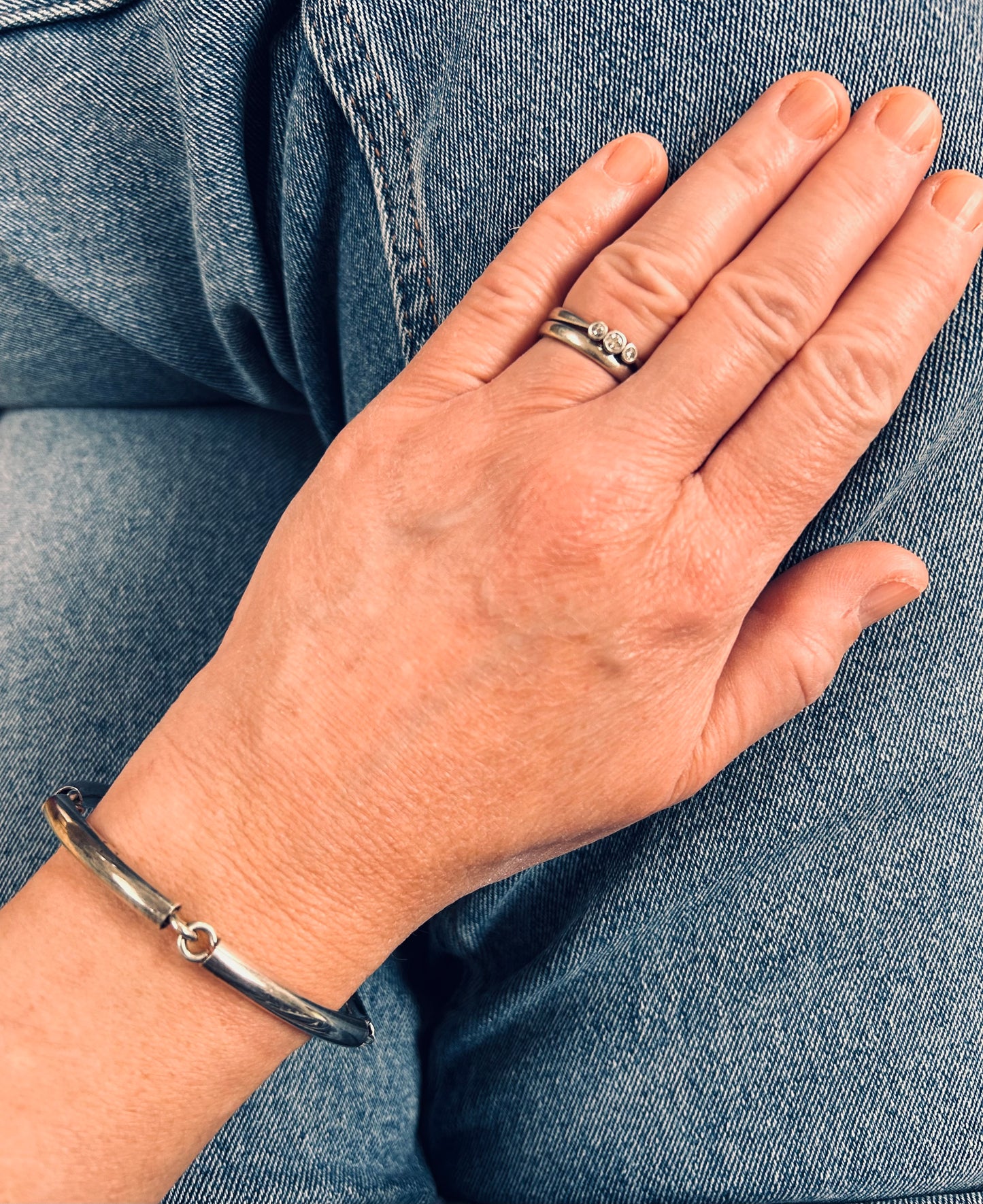 Vintage Sterling Silver Tubular Link Bracelet