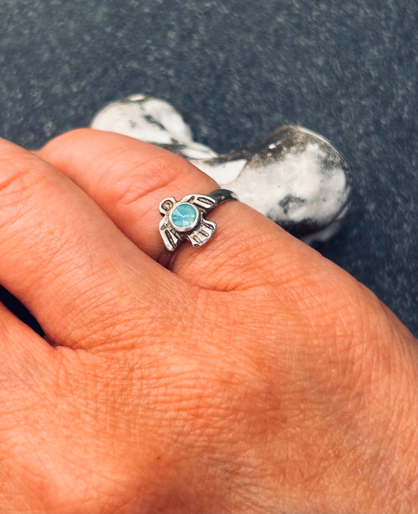 A wonderfully detailed vintage sterling silver Native American Thunderbird ring