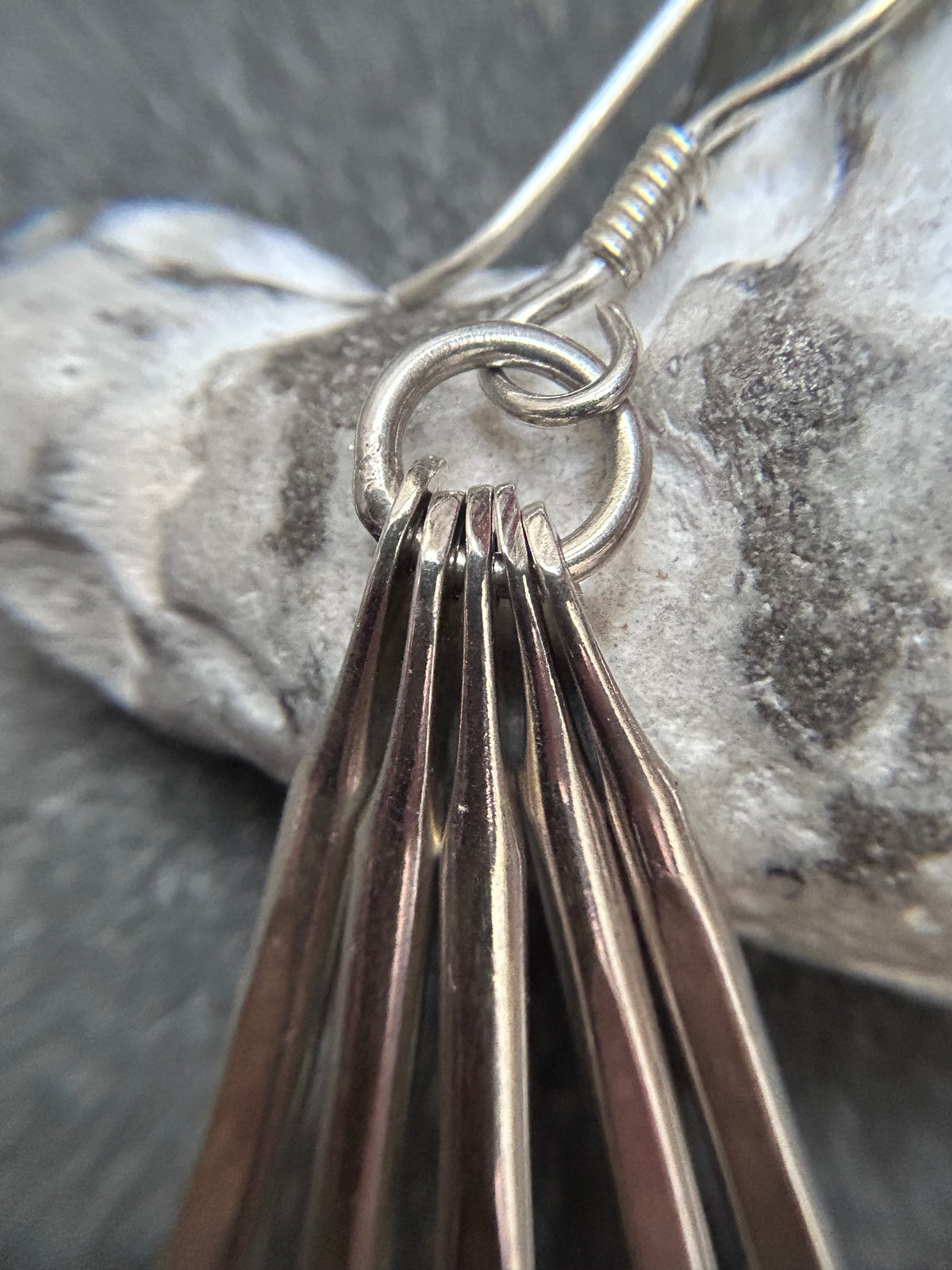 Mexican sterling silver earrings featuring slender bars.