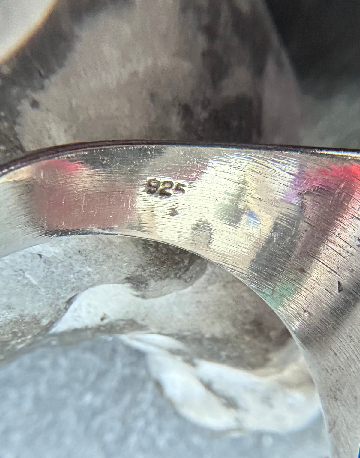 Artisan Vintage Sterling Silver Dichroic Glass Ring – Blue Skies & Sunset Hues