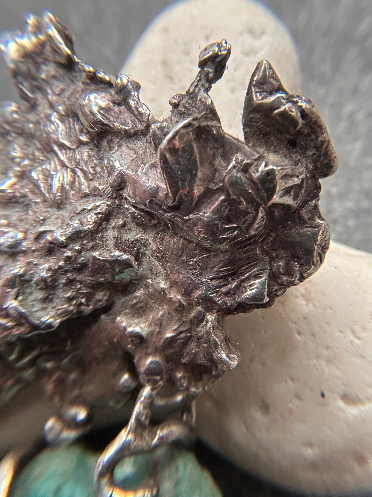 Vintage Sterling Silver & Raw Amazonite Pendant (c. 1979)