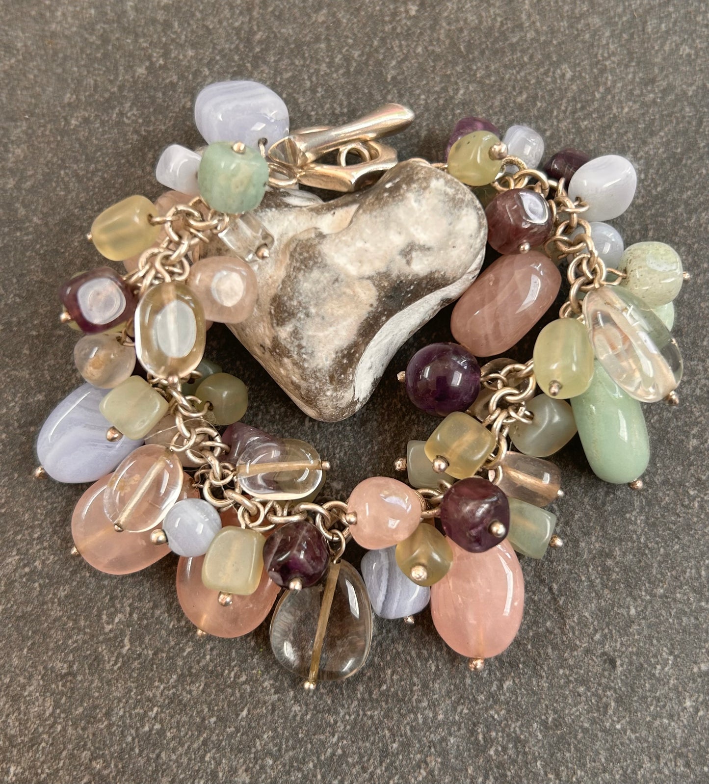 Unique vintage Multi-Gemstone and Sterling Silver Bracelet