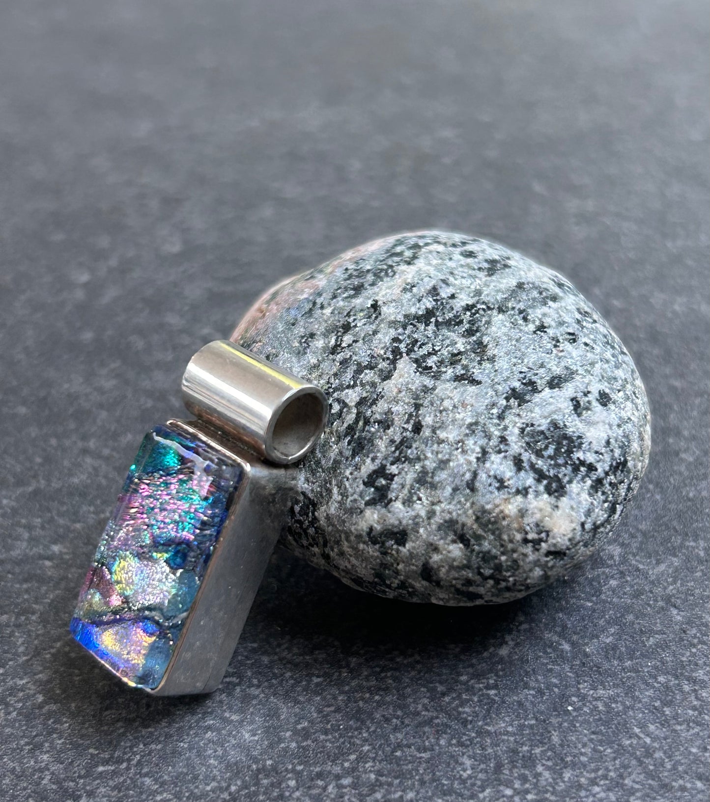 Vintage Sterling Silver & Dichroic Glass Pendant