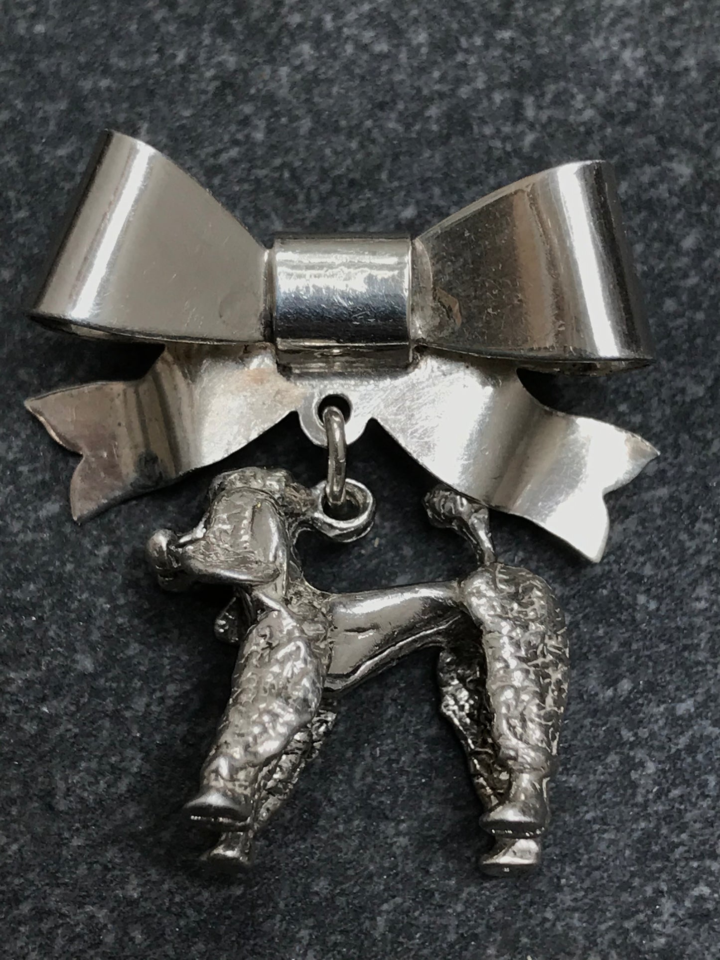 Vintage sterling silver bow brooch with poodle! 1966-67