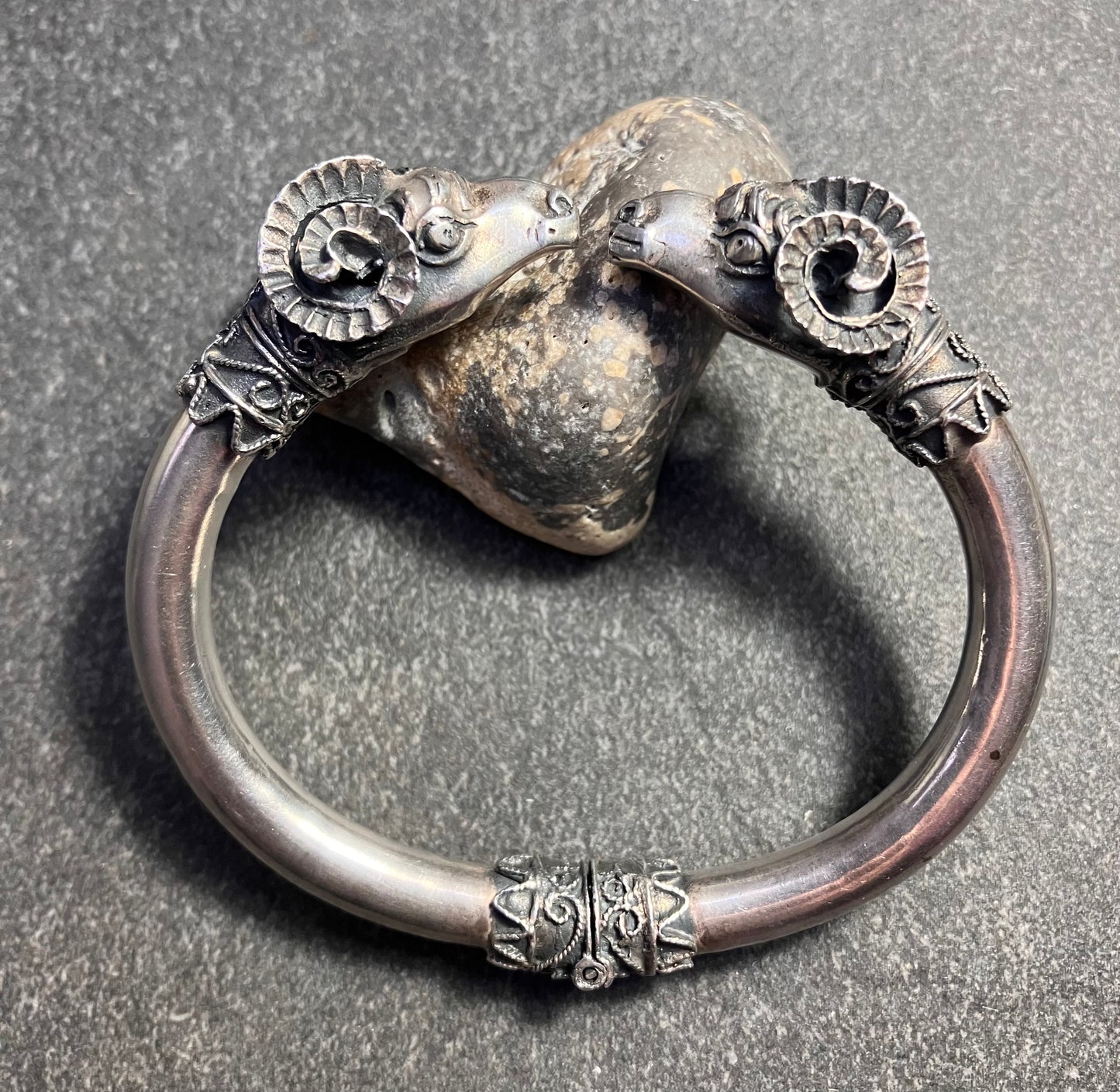 Vintage sterling silver rams head bangle.