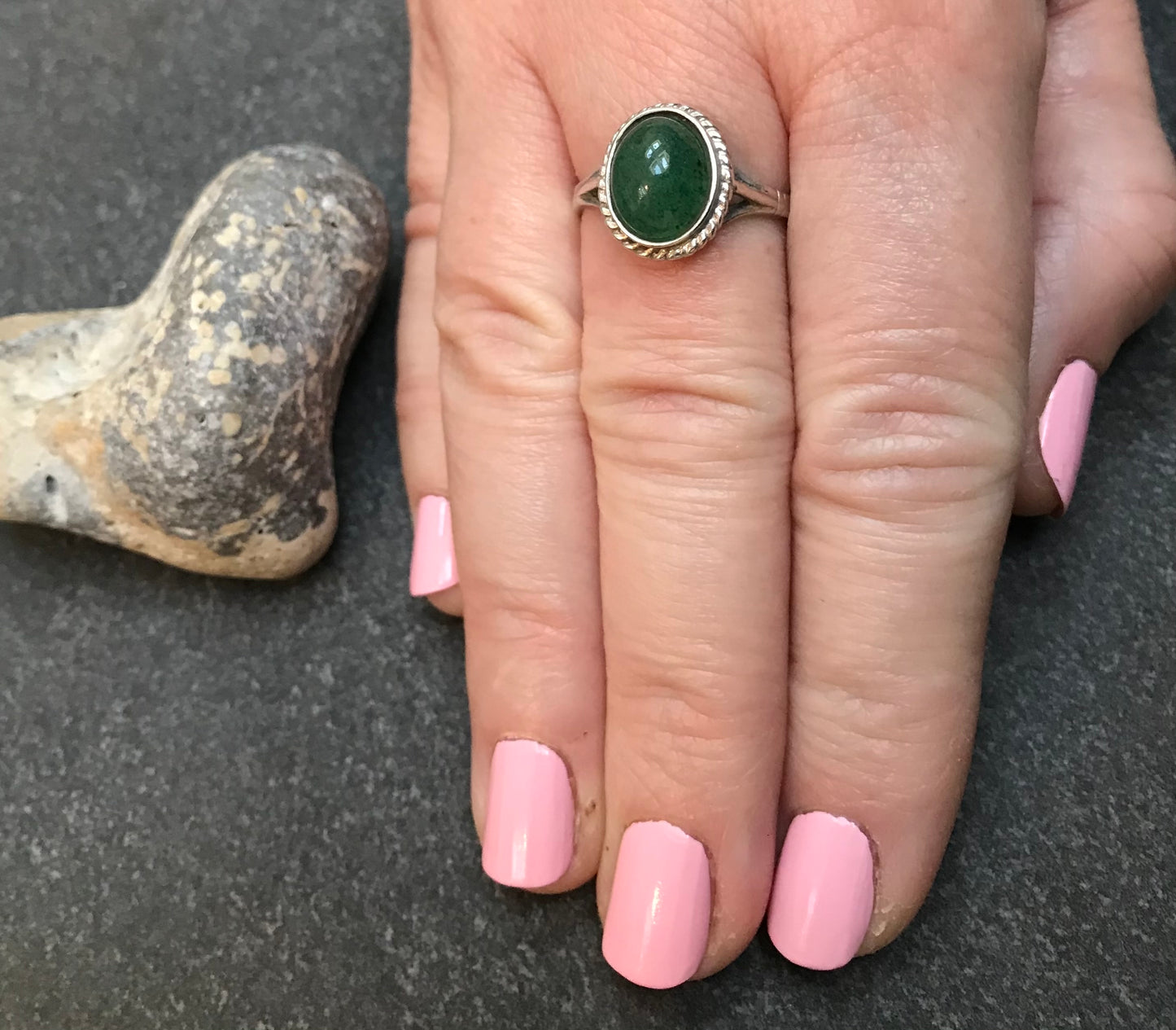 Vintage sterling silver and aventurine ring. 1978