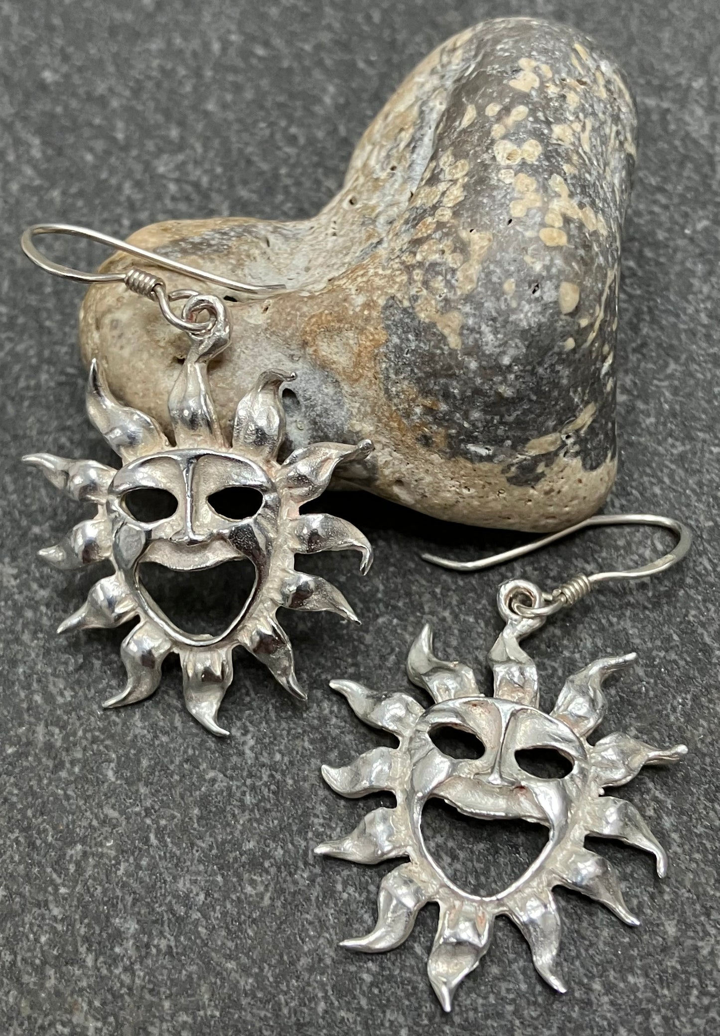 Fantastically whimsical vintage sterling silver laughing suns