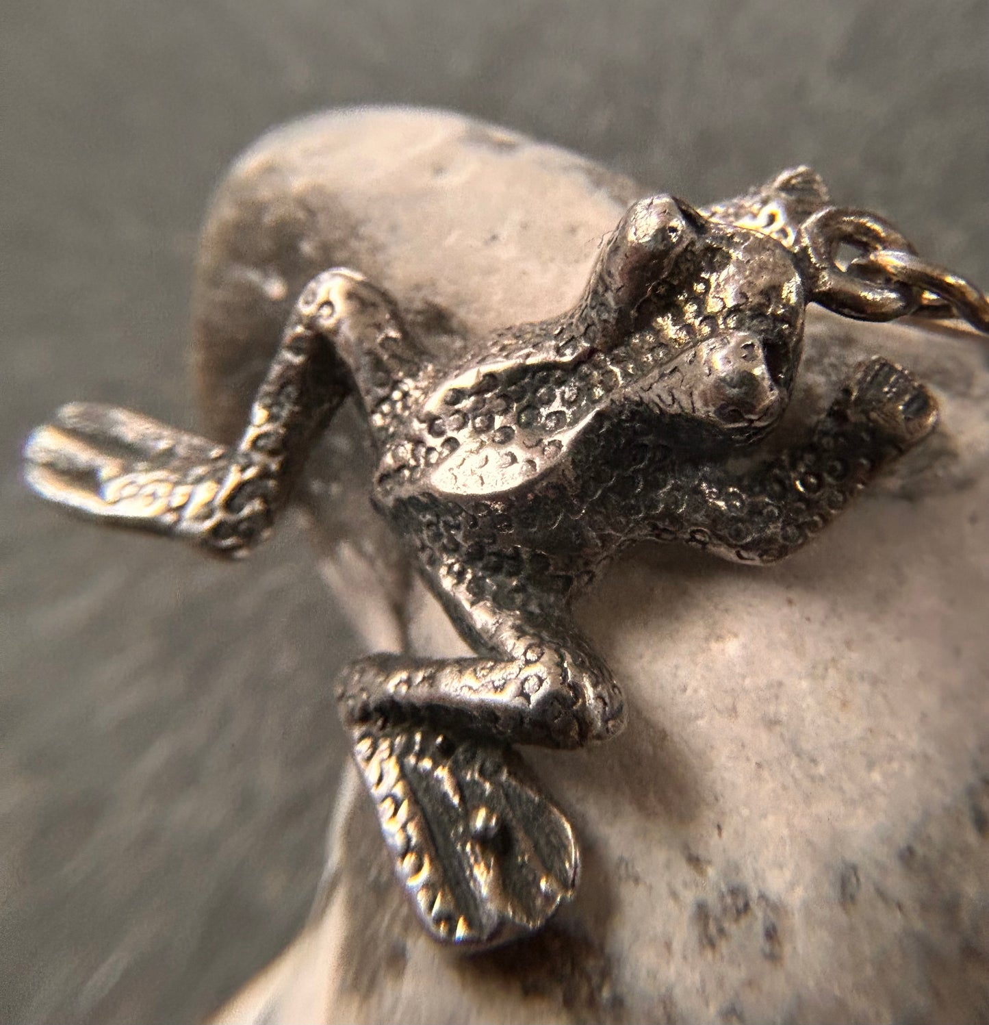 Vintage sterling silver frog earrings with absolutely fantastic detail and beautiful 3D quality