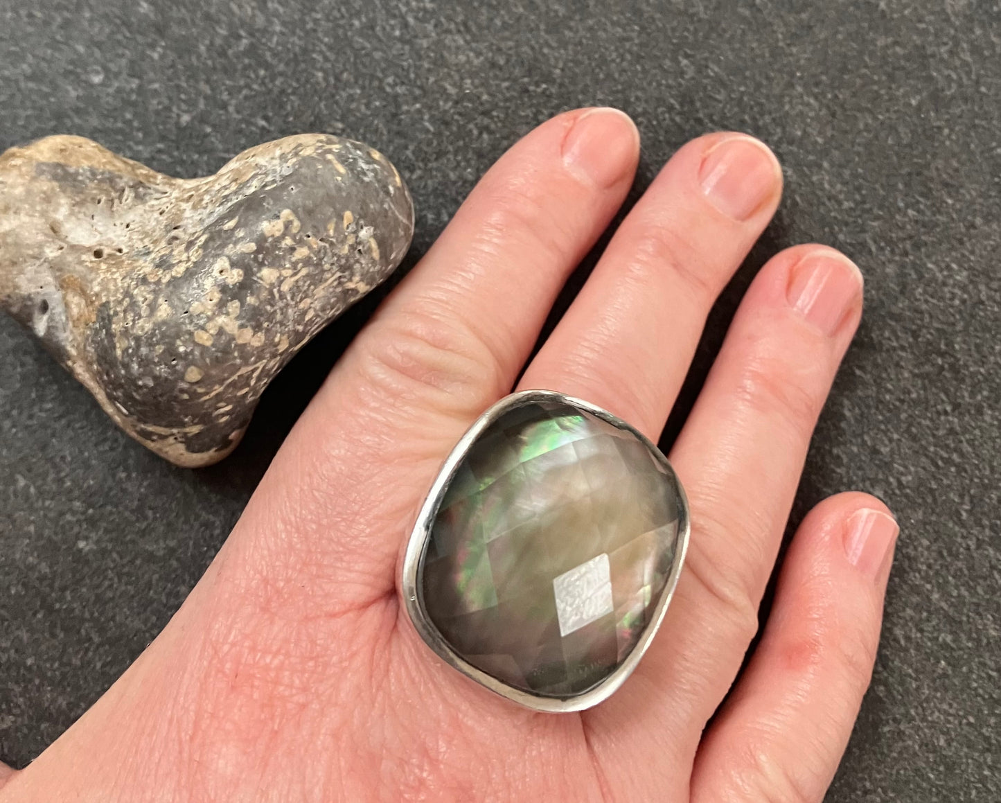 Impressive labradorite sterling silver ring.