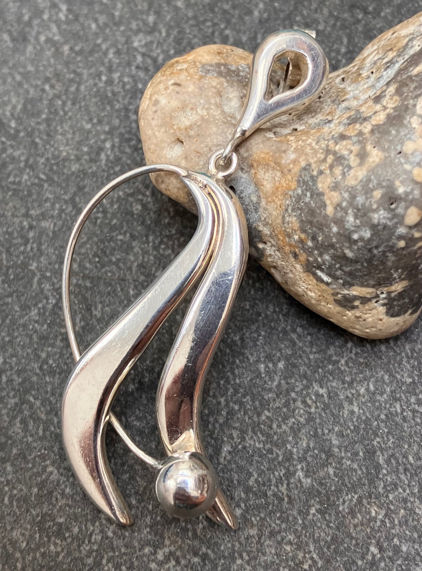 Wonderful sculptural vintage sterling silver earrings.