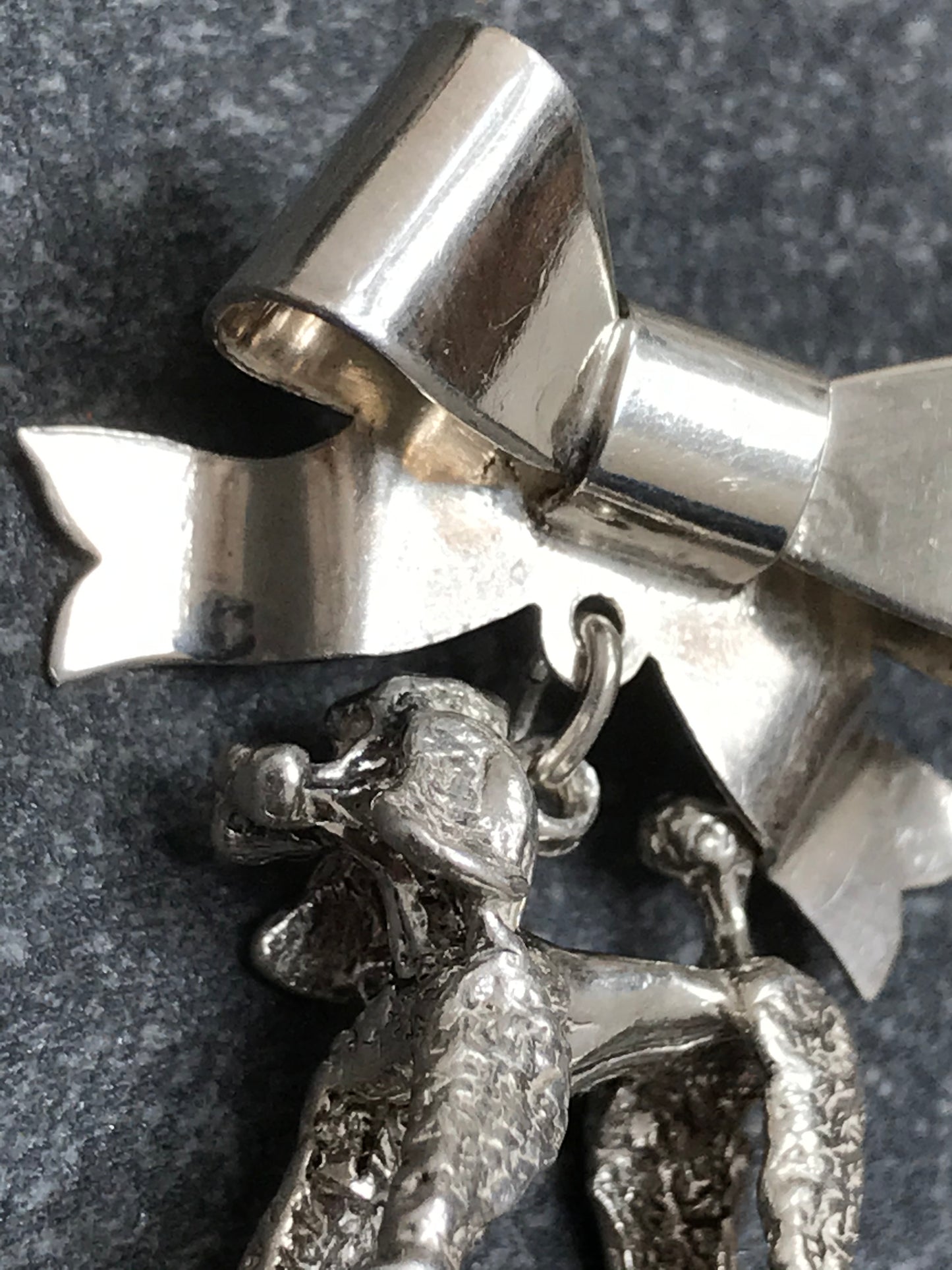 Vintage sterling silver bow brooch with poodle! 1966-67