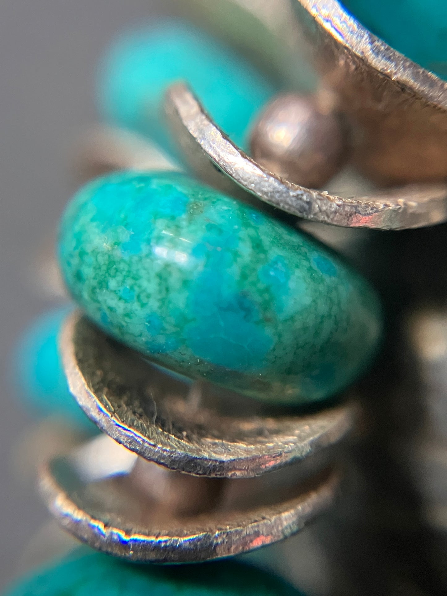 Absolutely stunning artisan made sterling silver and turquoise bead necklace.