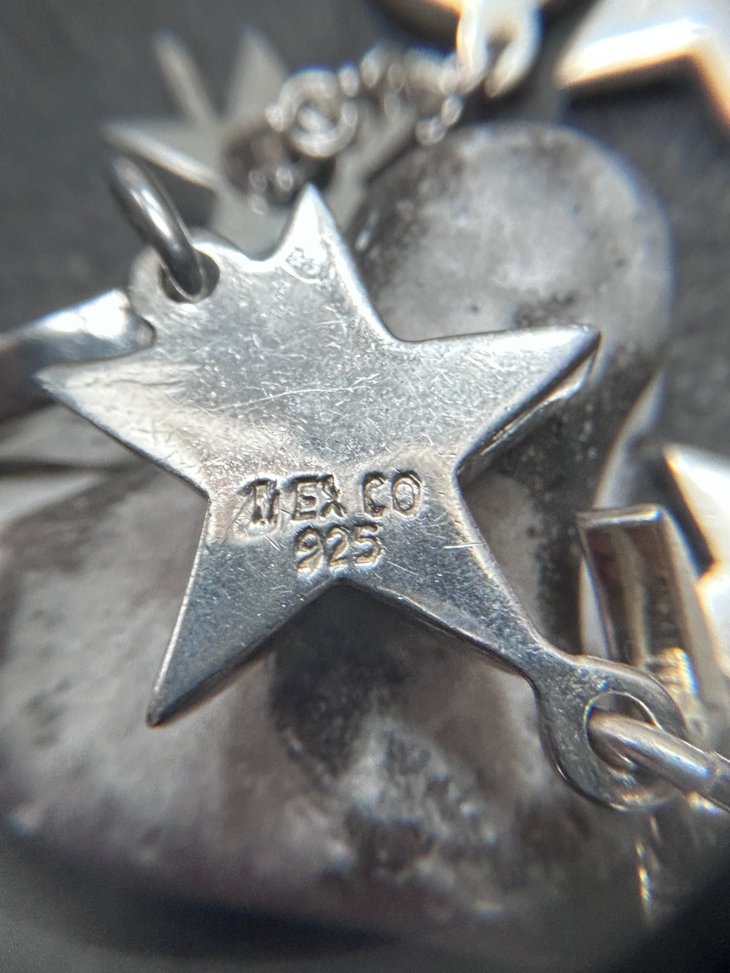 Vintage sterling silver moon & star Mexican bracelet