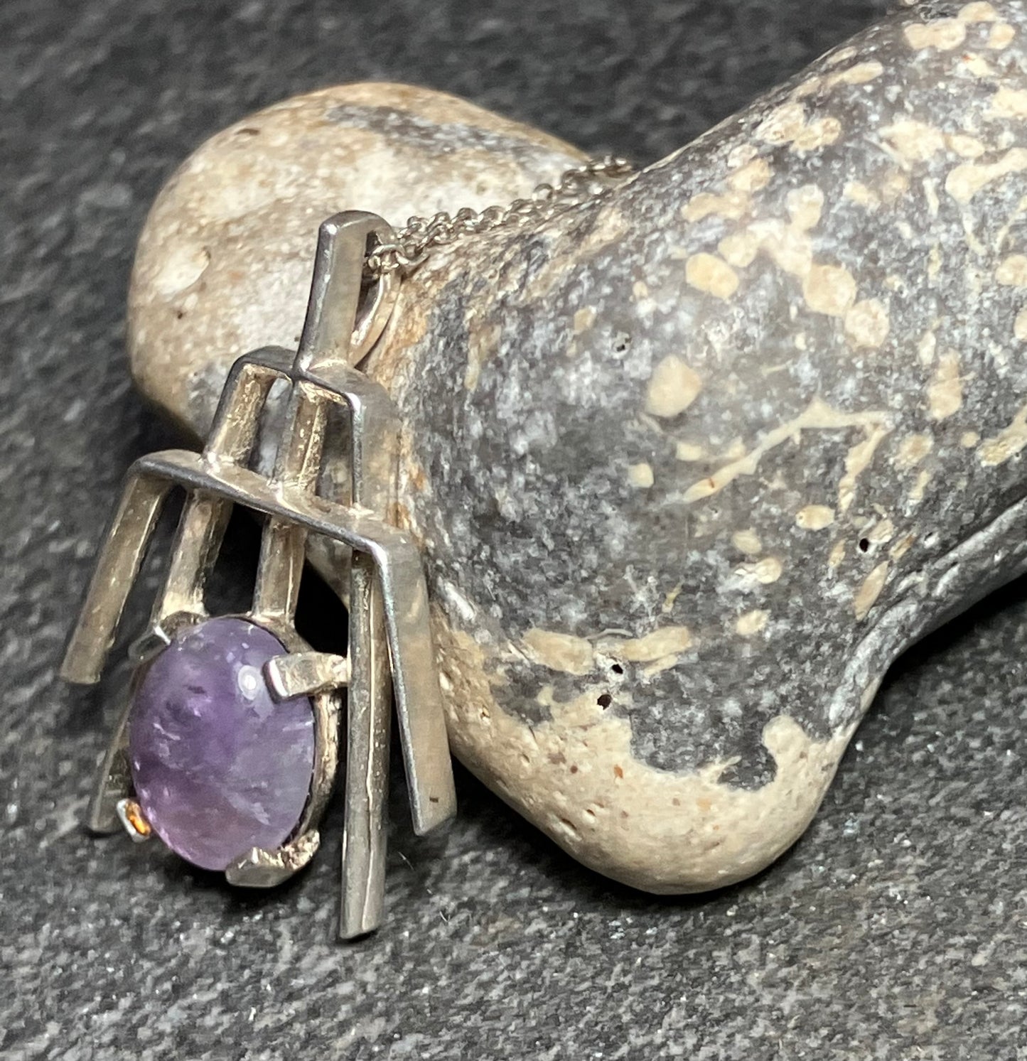 Vintage sterling silver and amethyst necklace. 1976