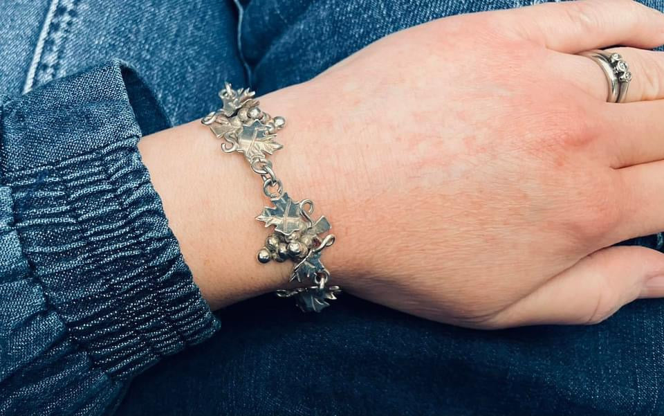 Vintage sterling silver grape vine bracelet.