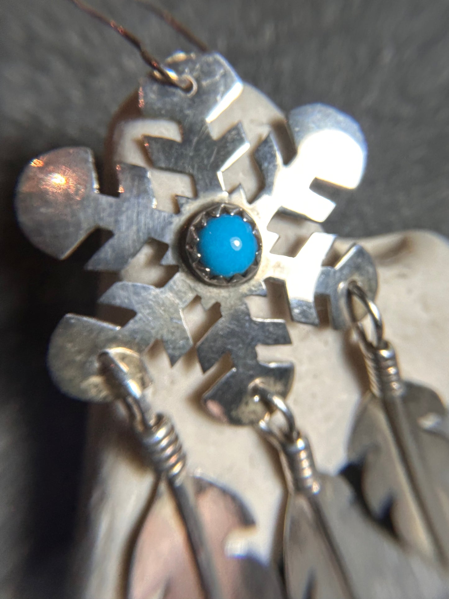 Special Customer Order         Karen Jennings                                Vintage Native American Snowflake and feather earrings.