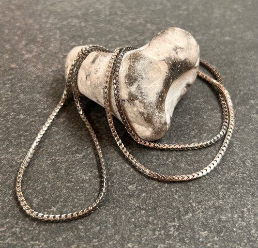 Beautiful vintage oxidised sterling silver curb link chain - 20 inches