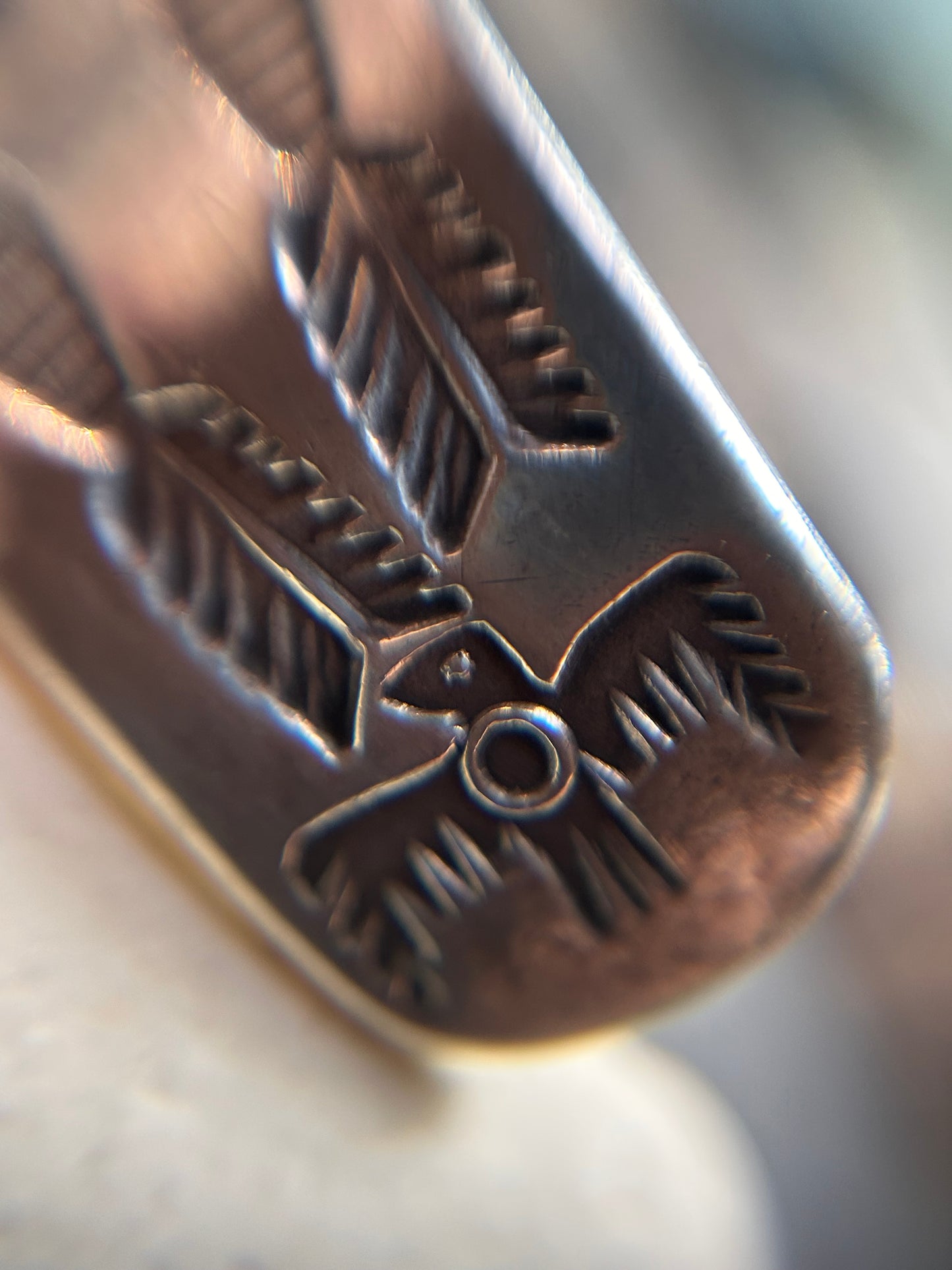 Native American vintage sterling silver bracelet is crafted from a beautifully shaped bar.