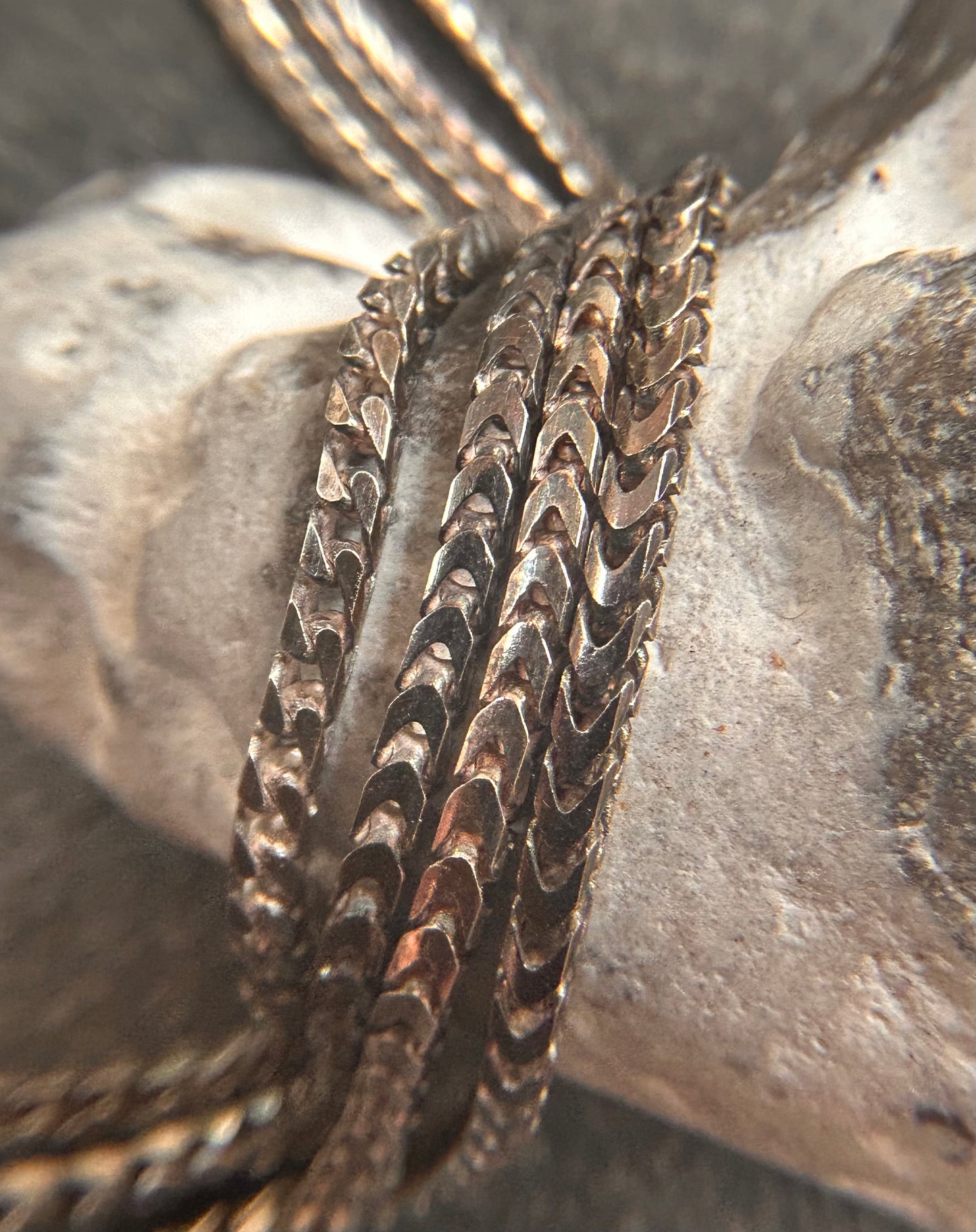 Beautiful vintage oxidised sterling silver curb link chain - 20 inches
