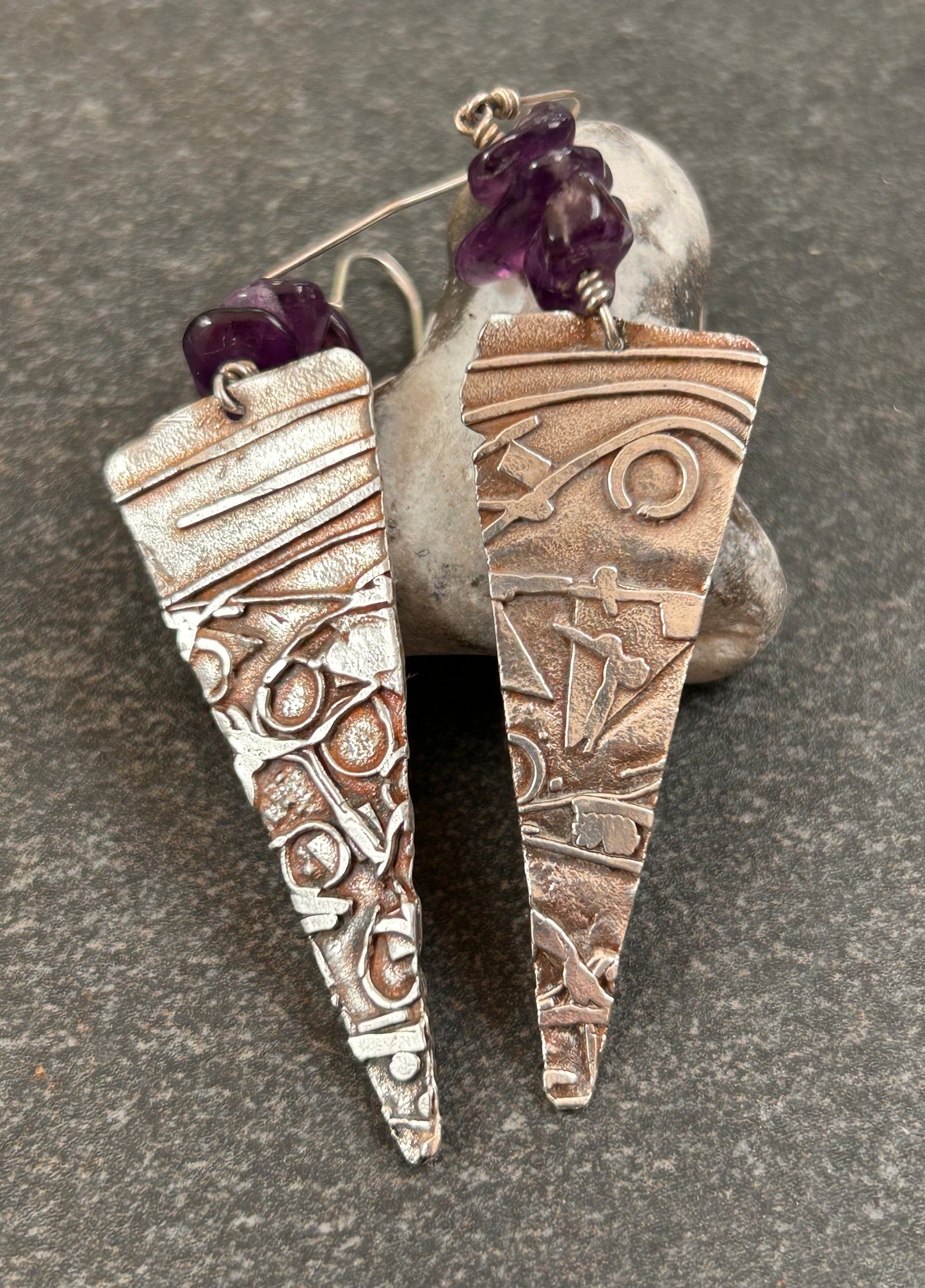 Absolutely unique and beautifully crafted vintage sterling silver artisan earrings