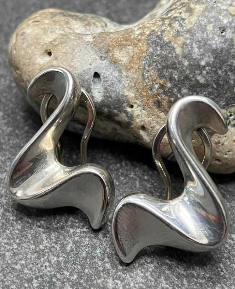 Sculptural sterling silver earrings