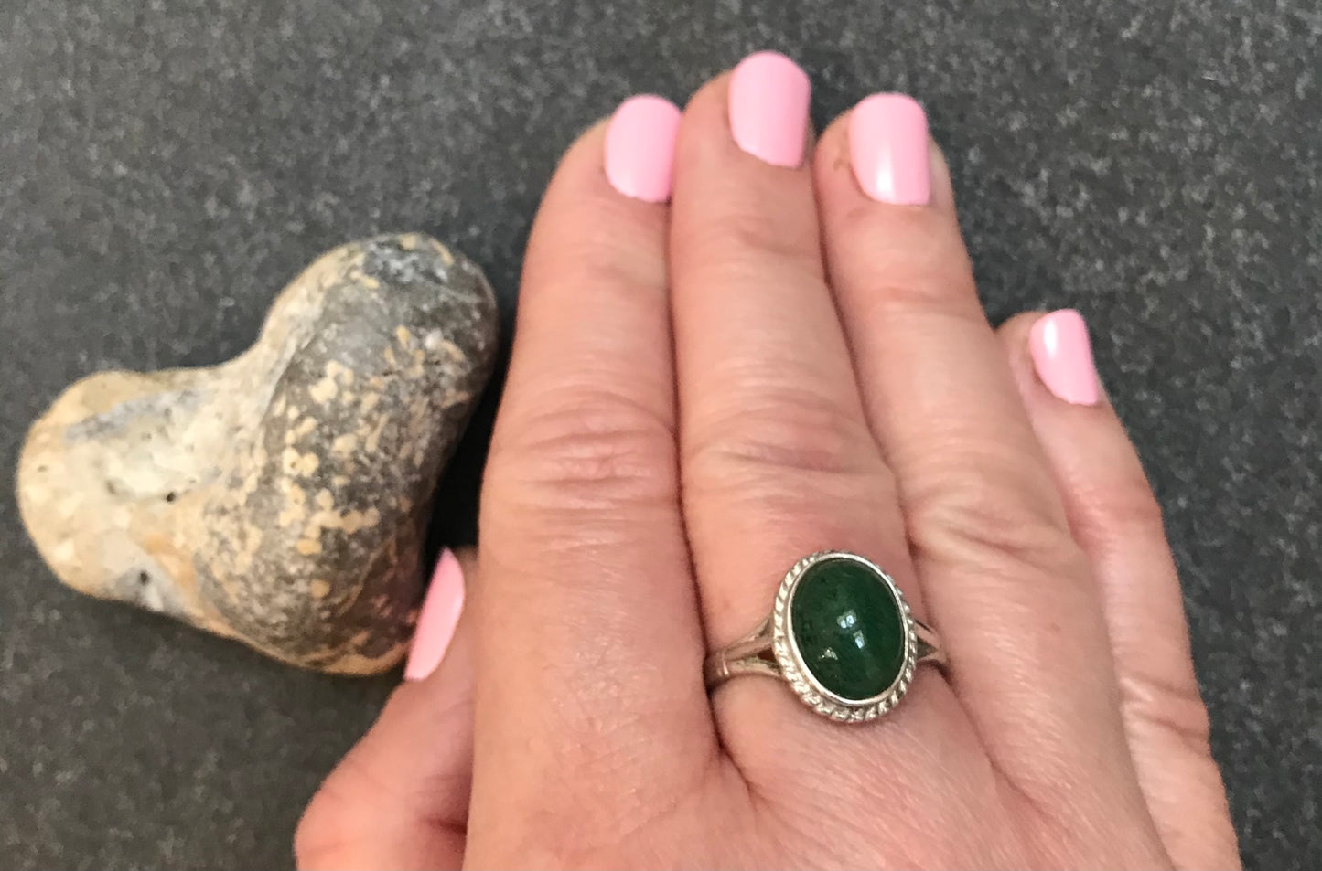 Vintage sterling silver and aventurine ring. 1978