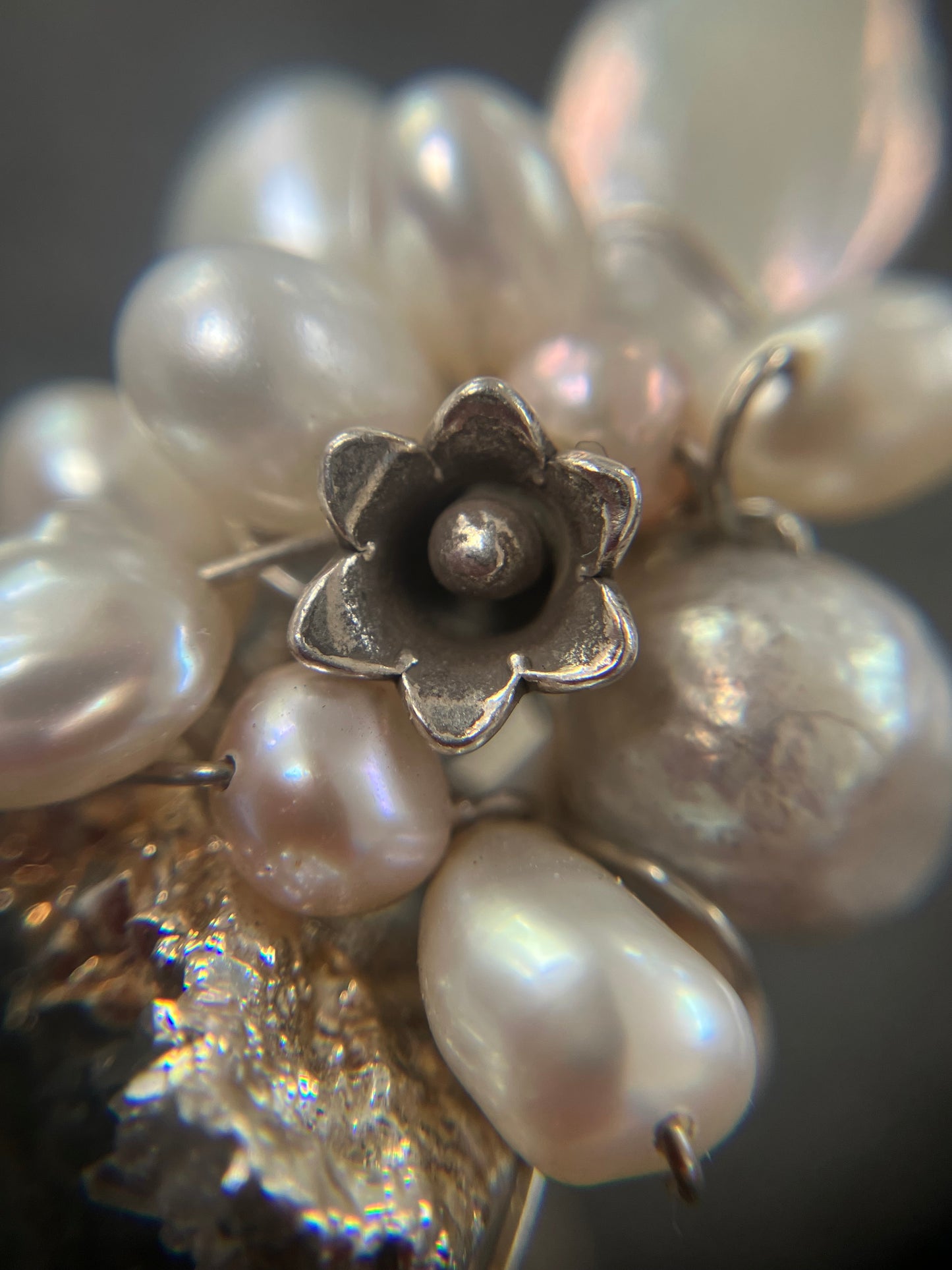 Unique handmade artisan pendant, a combination of Aquamarine crystal, pearls and sterling silver