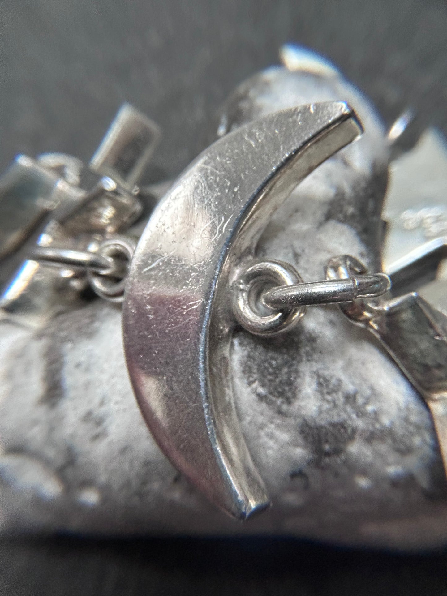 Vintage sterling silver moon & star Mexican bracelet