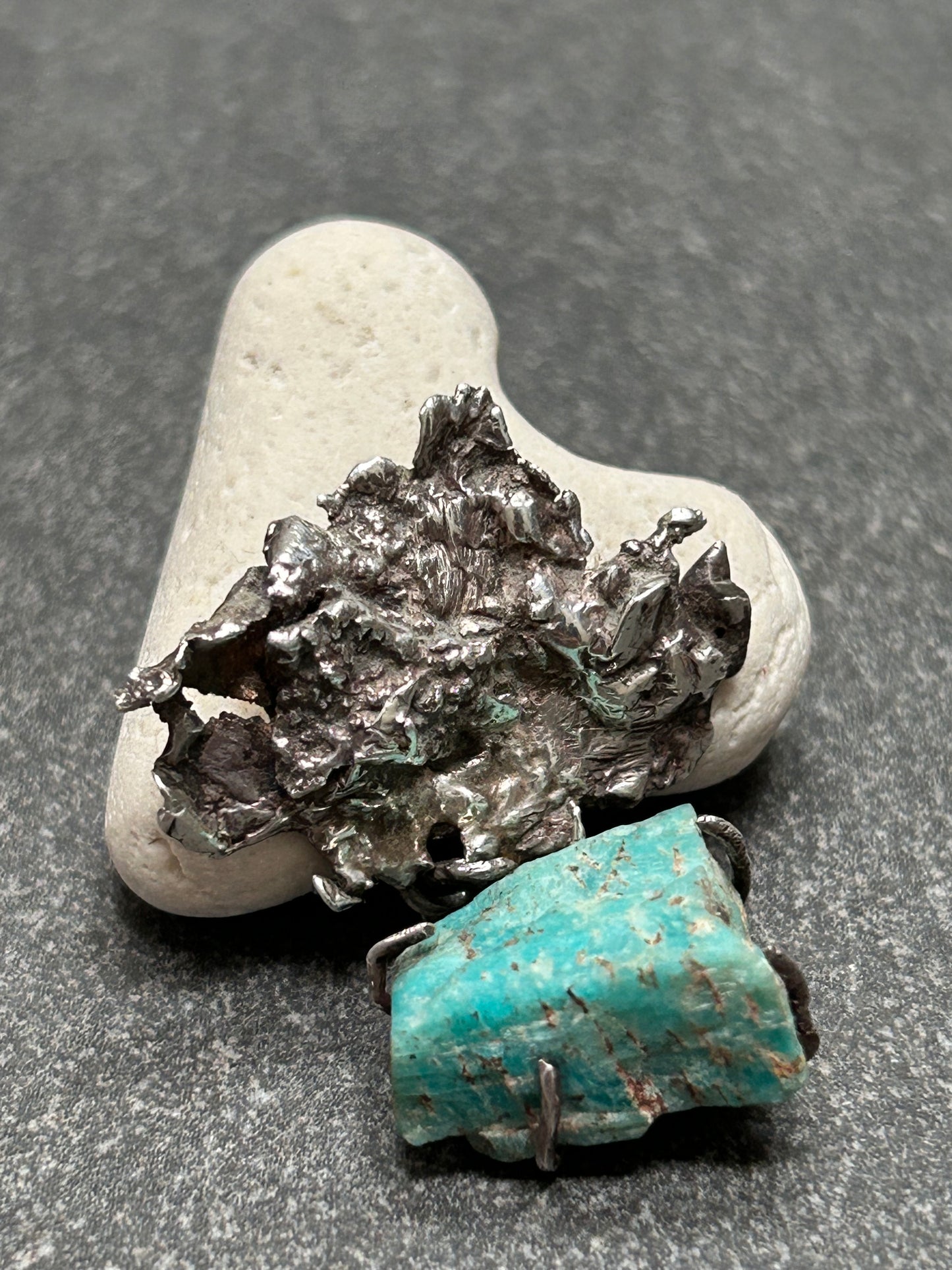 Vintage Sterling Silver & Raw Amazonite Pendant (c. 1979)