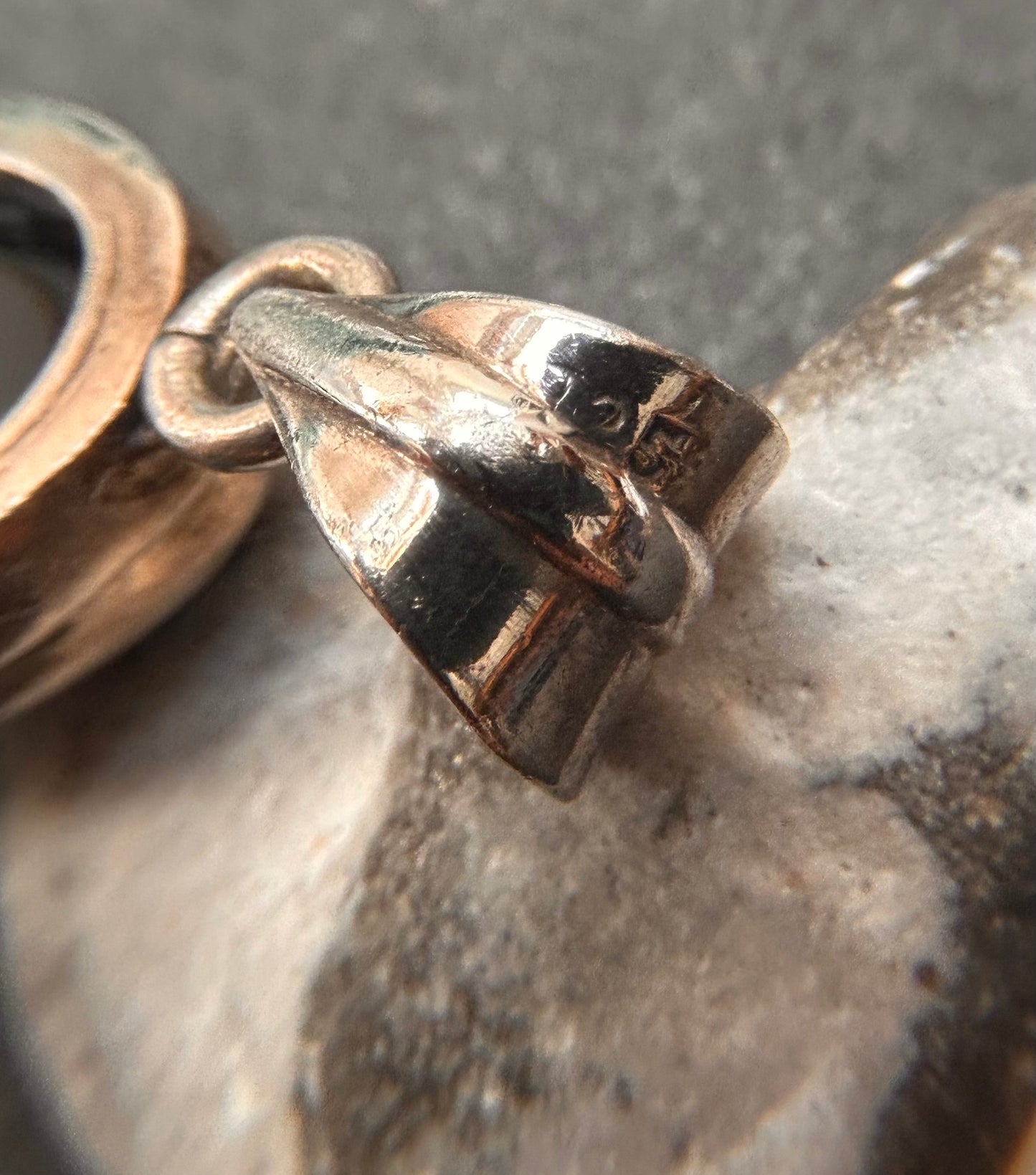 Vintage Sterling Silver Black Banded Agate Statement Pendant.