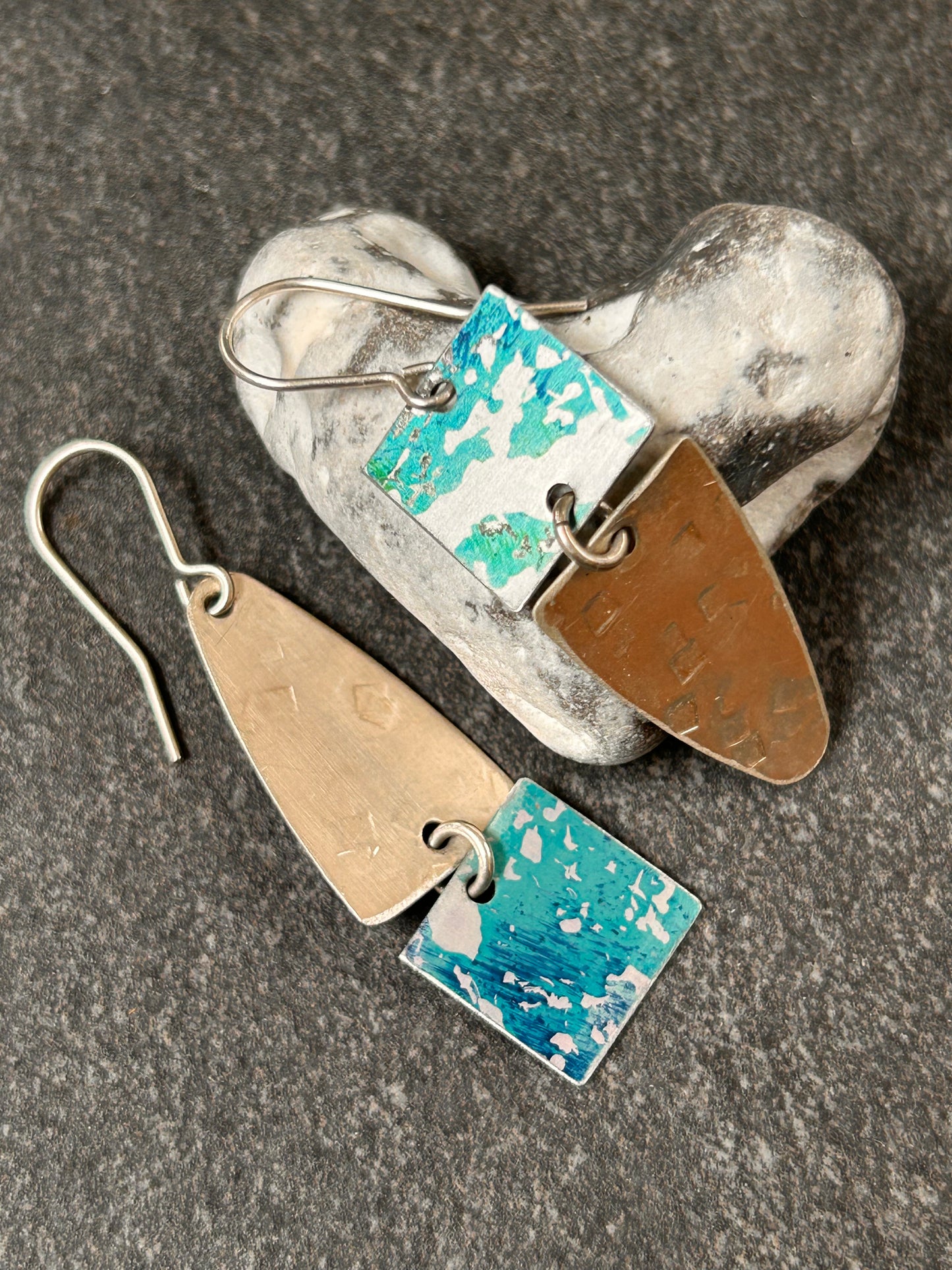 Marbled Aluminium Vintage Earrings