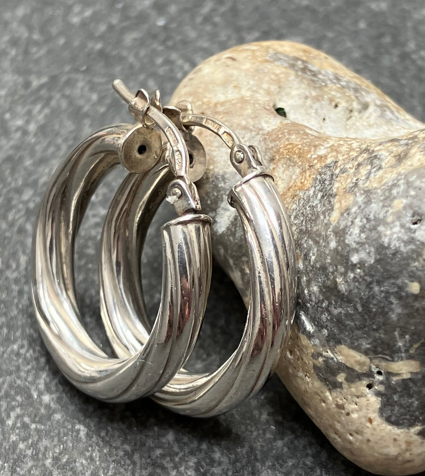 Vintage sterling silver twisted hoops.