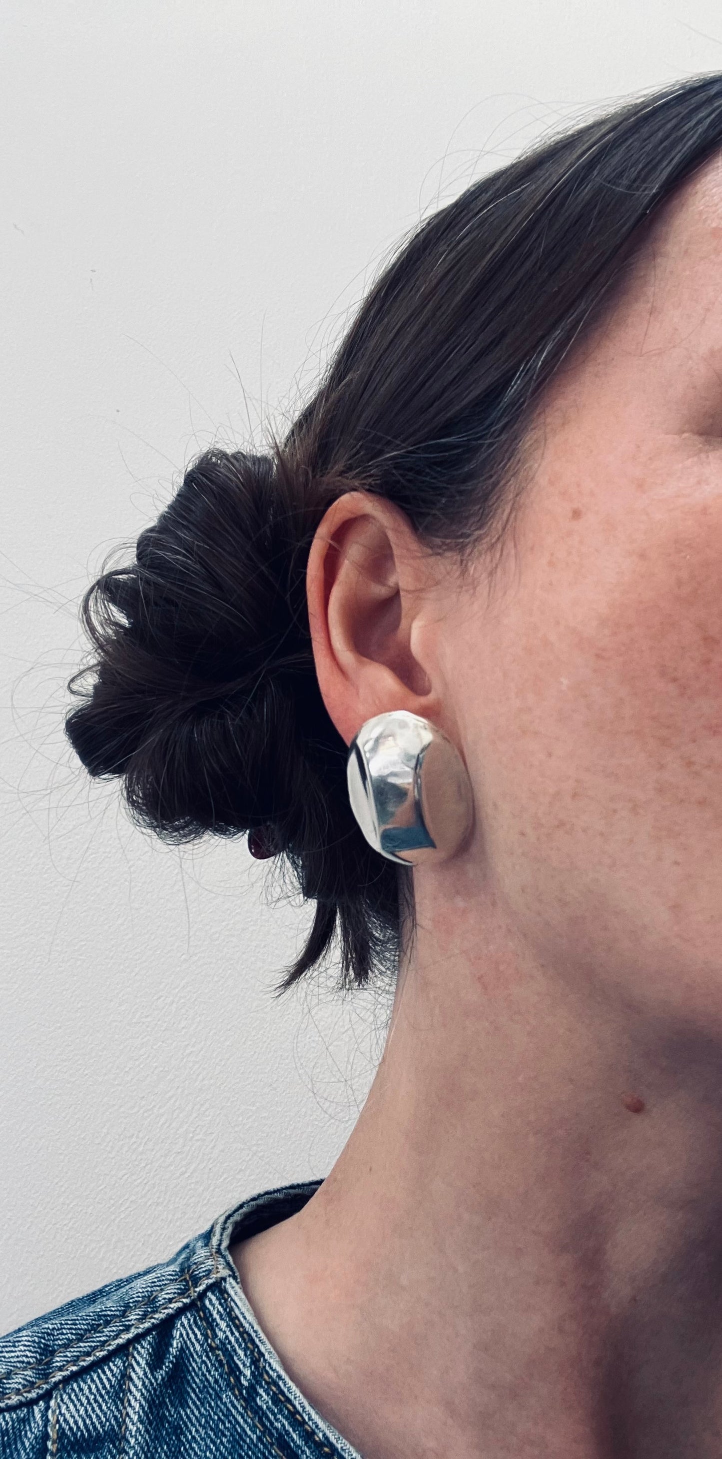 Vintage large sterling silver earrings.