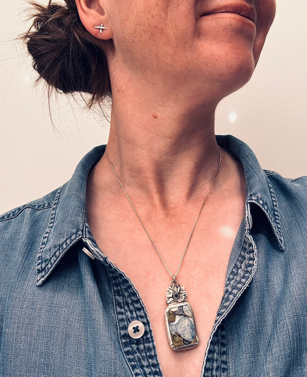 Artisan Sterling Silver King Cobra Stone Pendant